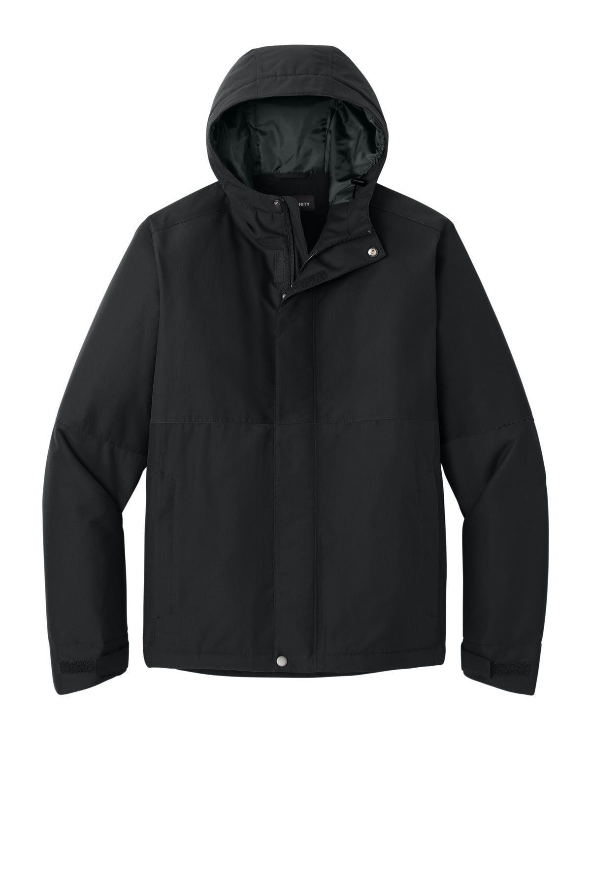 Front View of DeepBlack Port Authority Insulated Heavy Ripstop Jacket J721