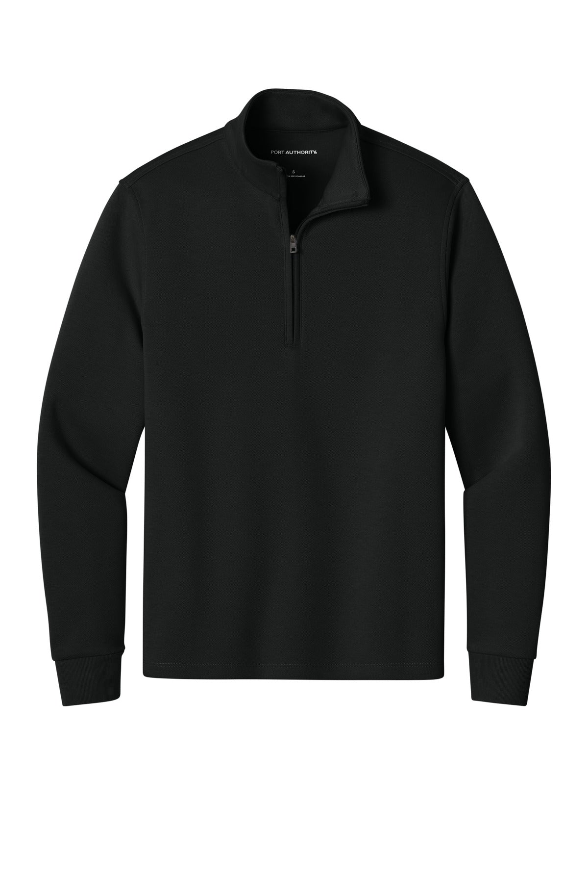 Front View of DeepBlack Port Authority Wearever Signature Double Pique 1/4-Zip K210