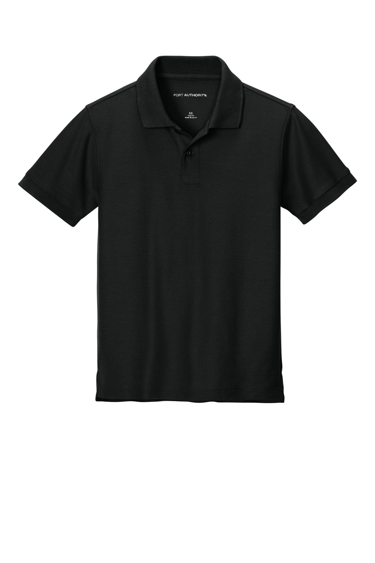 Front View of DeepBlack Port Authority Youth Wearever Signature Pique Polo Y200