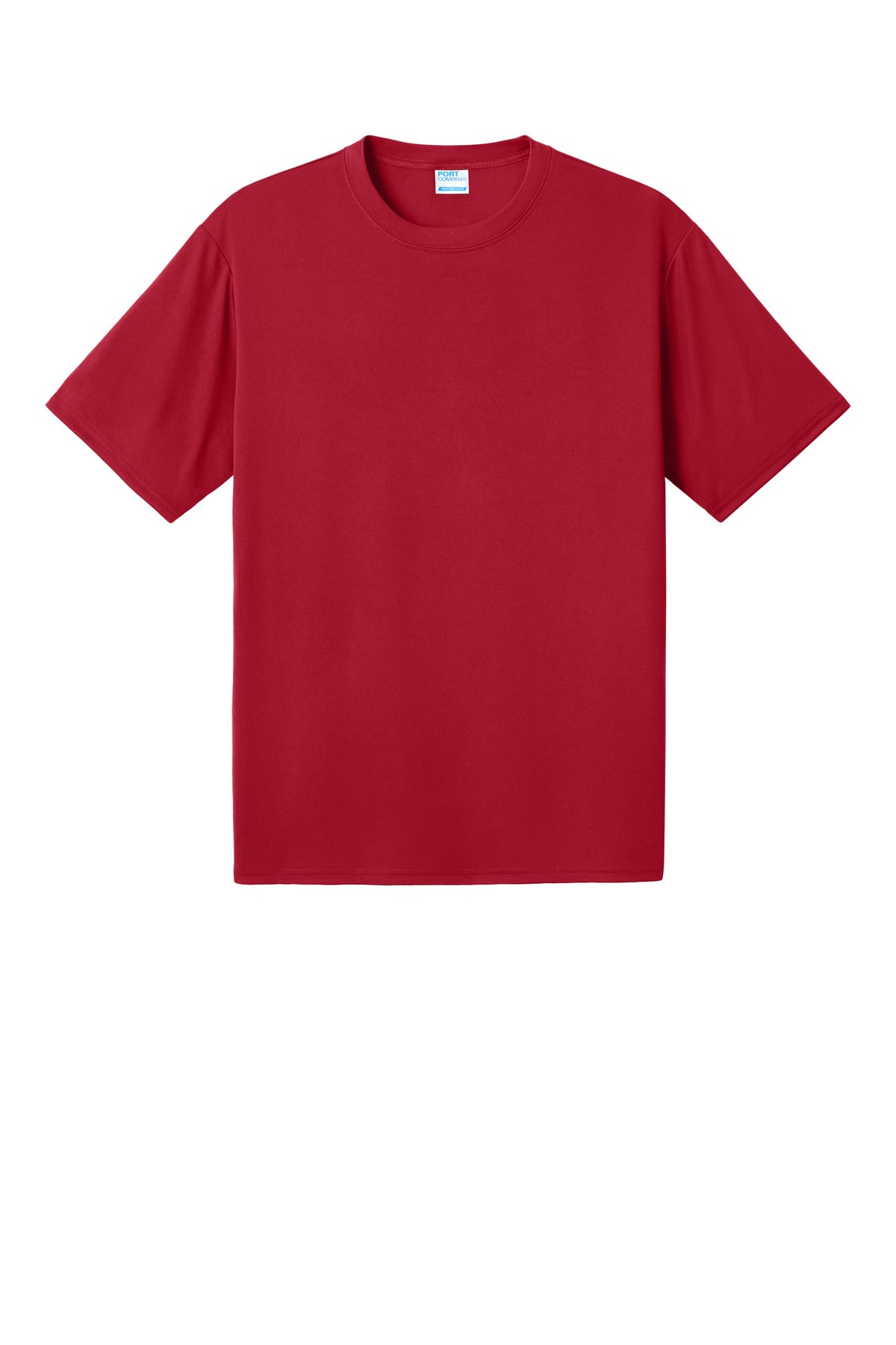 Front View of DeepRed Port & Co PosiPrint Performance Tee PC380DTG