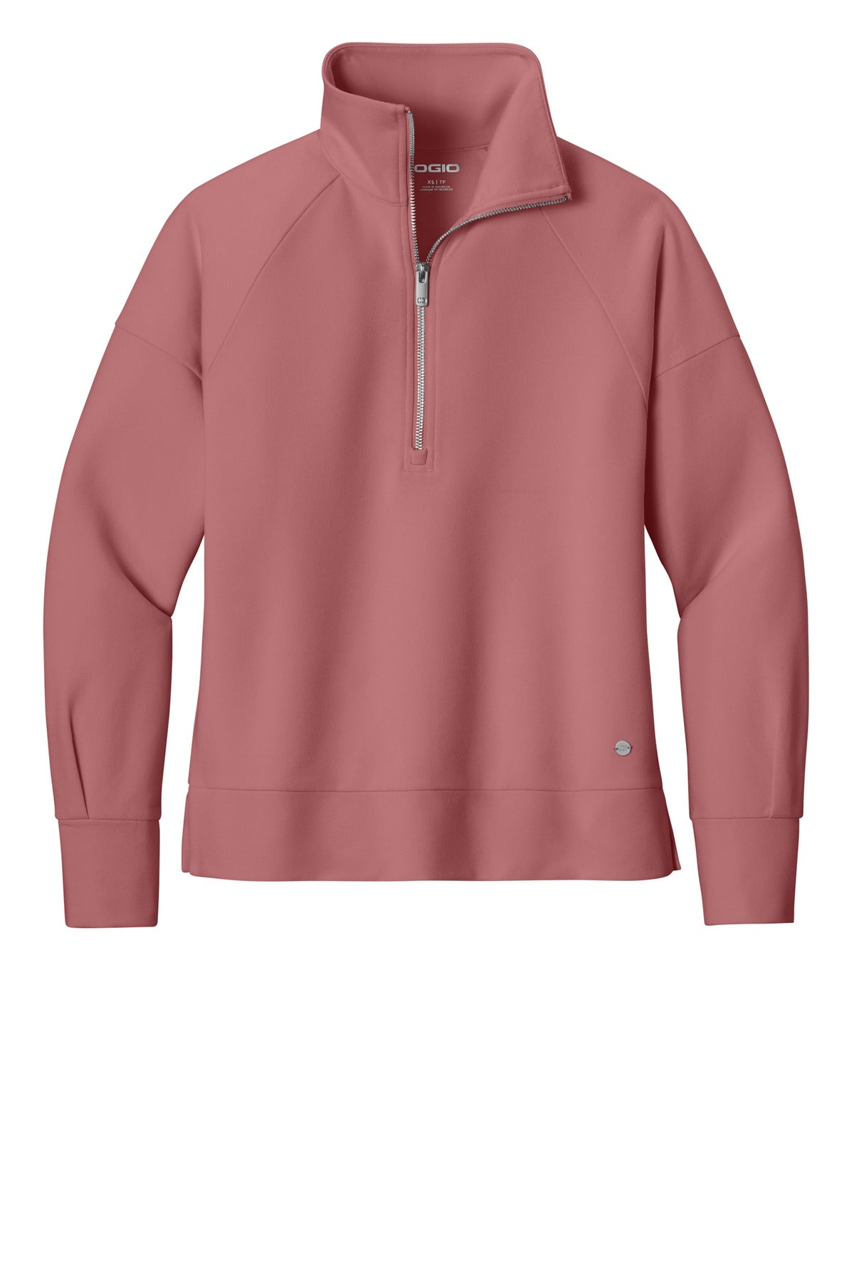 Front View of DesertPink OGIO Women's Luuma 1/2-Zip LOG814