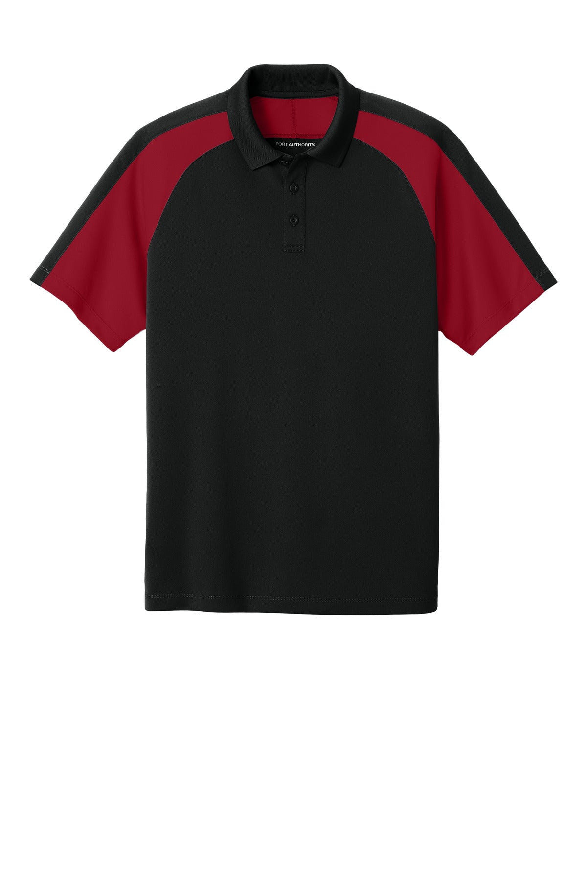 Front View of DpBk/RichR Port Authority Wearever Performance Pique Colorblock Polo K247