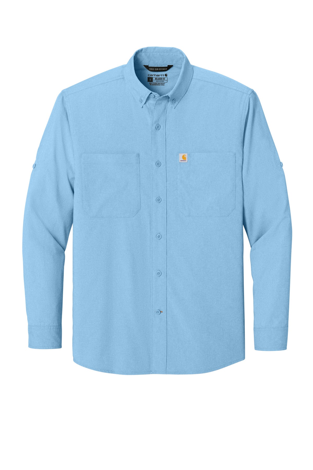 Front View of FreshWtrBl Carhartt Force Sun Defender Long Sleeve Shirt CT107106