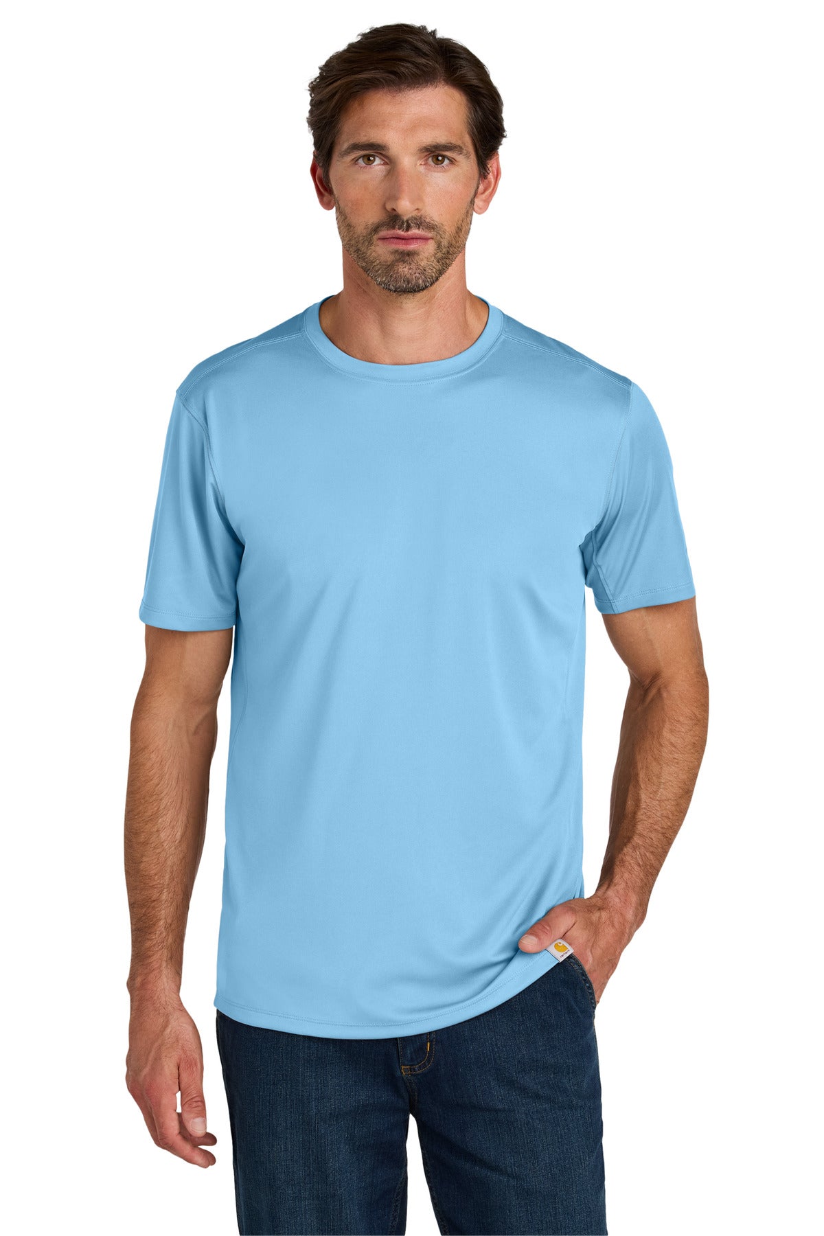 Front View of FreshWtrBl Carhartt Force Sun Defender Short Sleeve T-Shirt CT106868