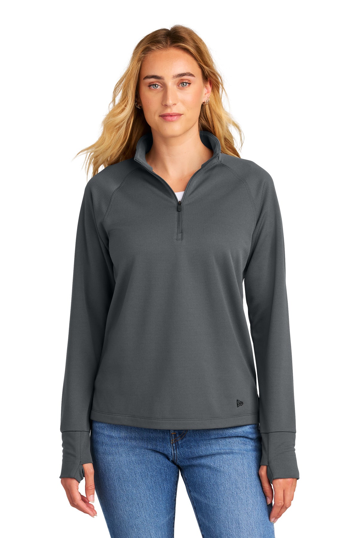 Front View of Graphite New Era Women's Stand Out 1/4-Zip LNEA515