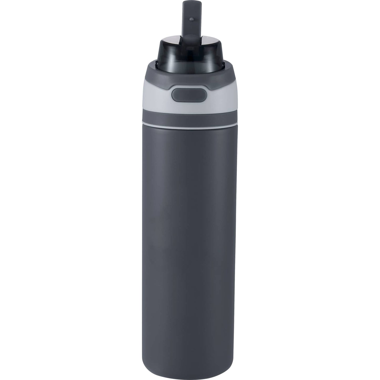 Front View of Gray Elvin 28oz Recycled Stainless Flip Straw Bottle plain