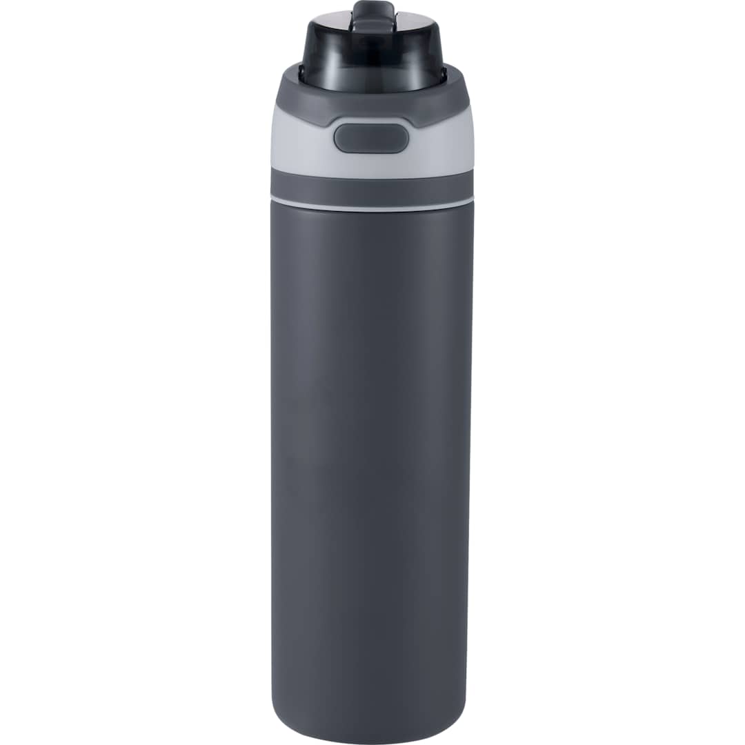 Front View of Gray Elvin 28oz Recycled Stainless Flip Straw Bottle plain