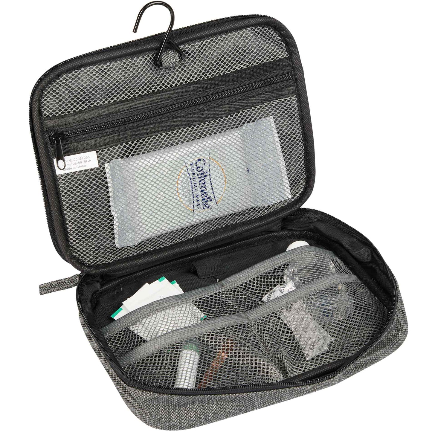 Front View of Gray Vila Recycled Travel Organizer plain
