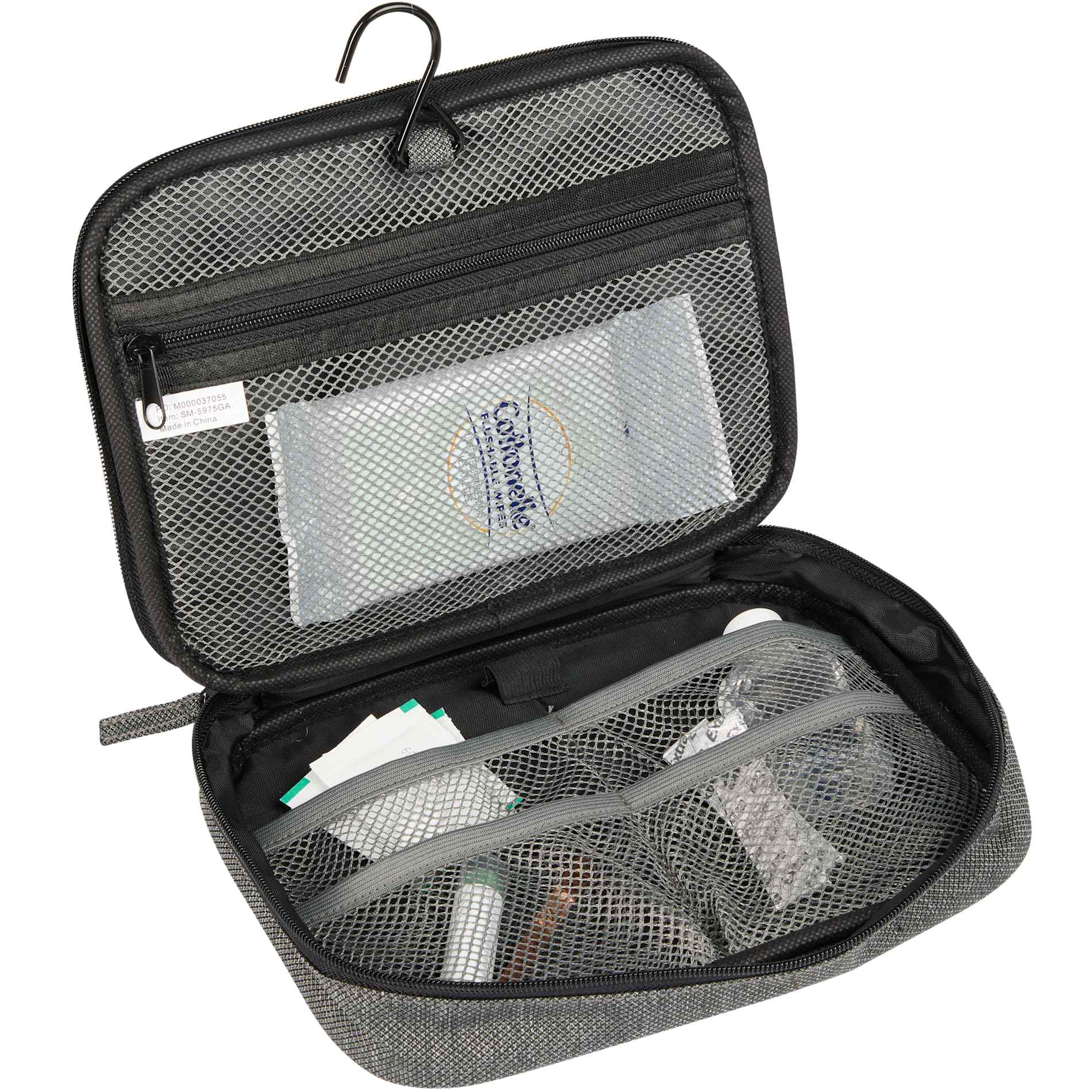 Front View of Gray Vila Recycled Travel Organizer plain