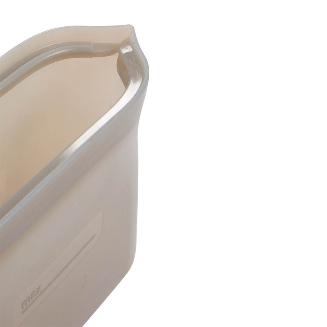 Front View of Gray Zili Silicone Food Storage Bag 16oz plain
