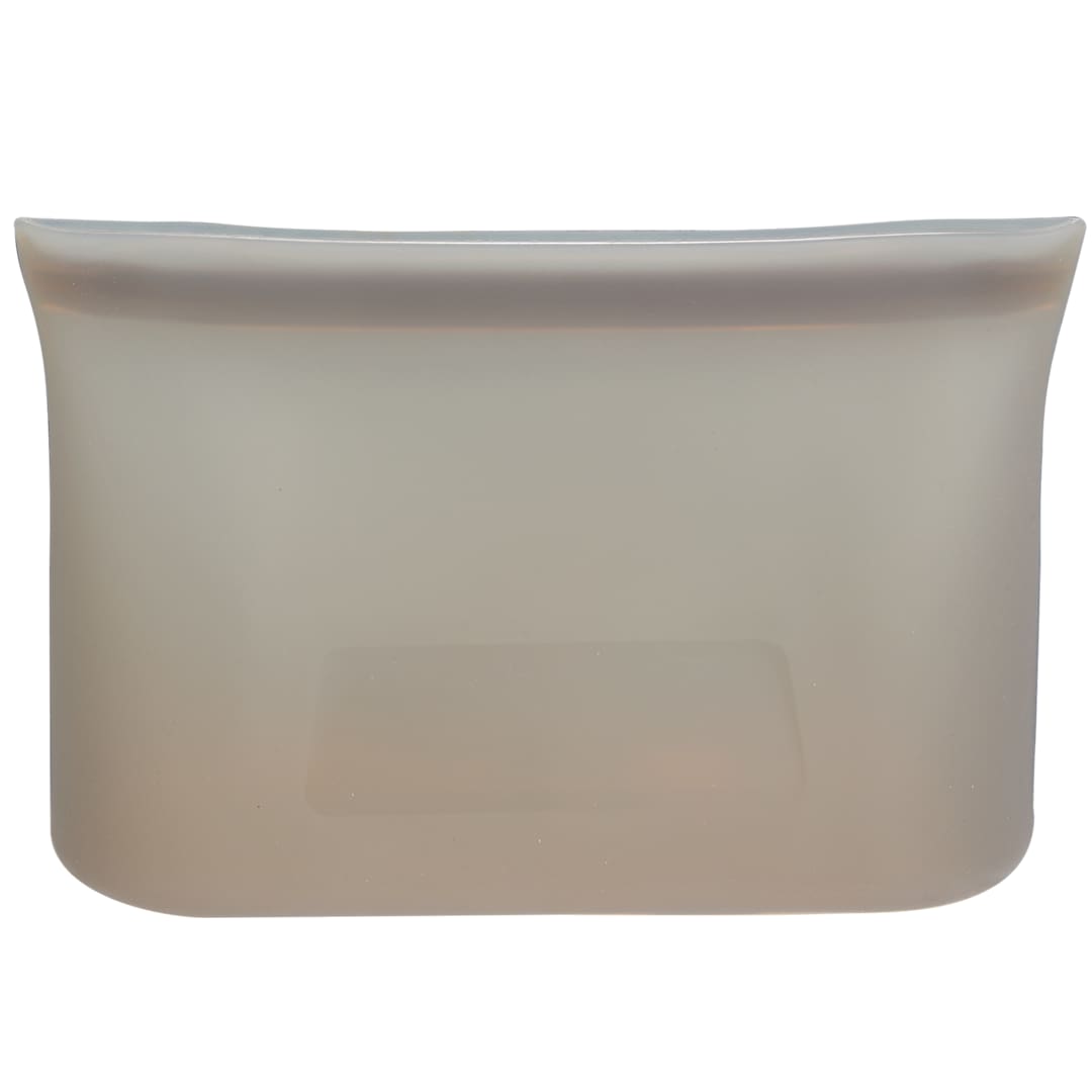 Front View of Gray Zili Silicone Food Storage Bag 16oz plain