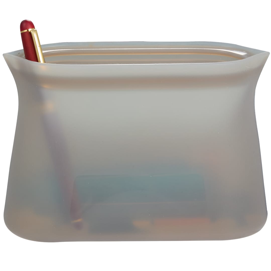 Front View of Gray Zili Silicone Food Storage Bag 16oz plain