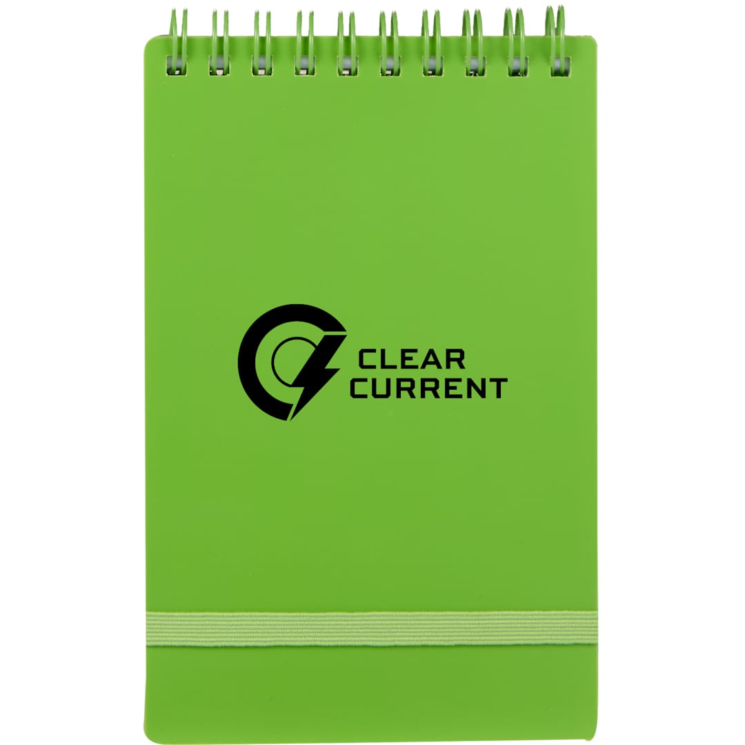 Front View of Green 3" x 5" Recycled Stand Up Pocket Jotter