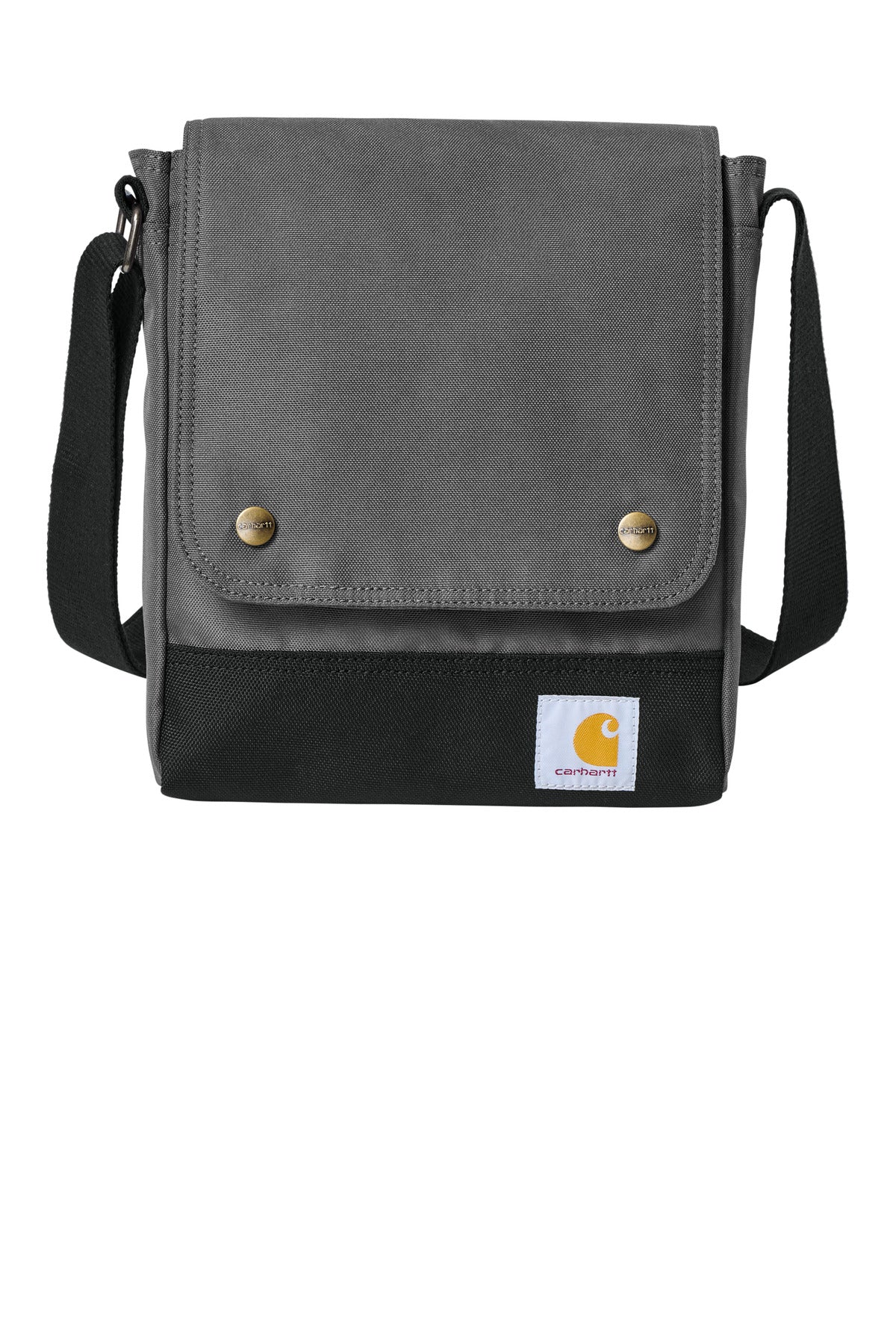 Front View of Grey Carhartt Crossbody Snap Bag CTB0000606
