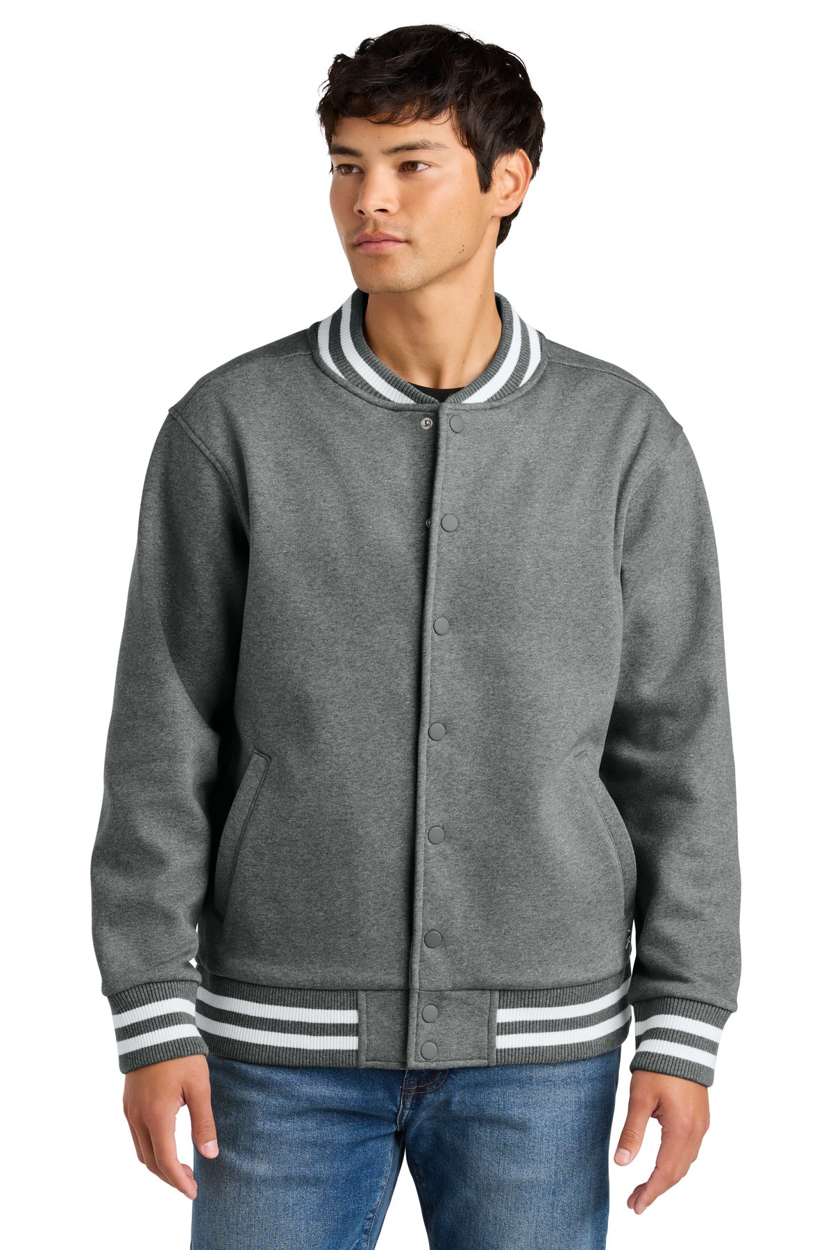 Front View of GreyFrost New Era Varsity Heavyweight Fleece Jacket NEA560