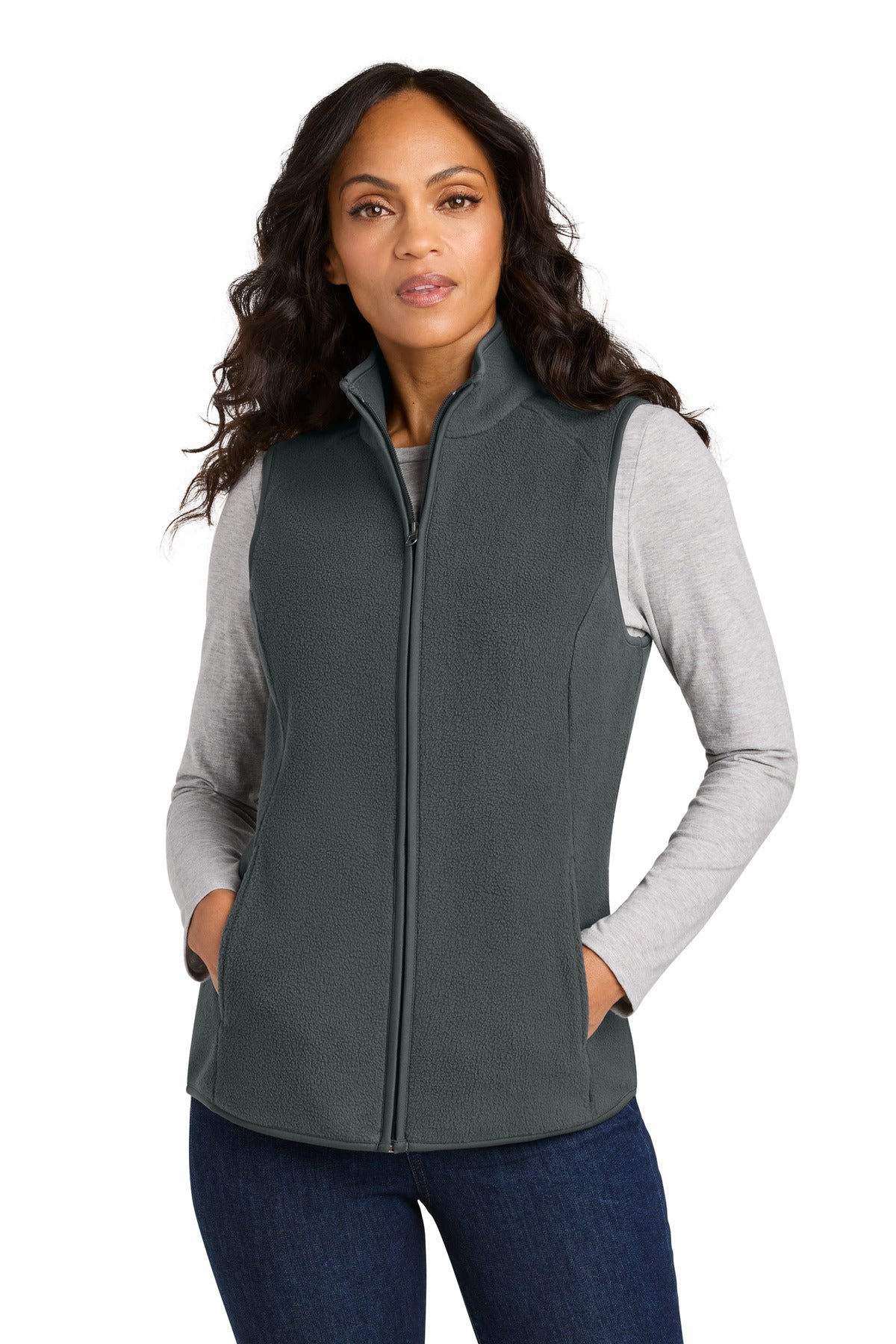 Front View of GreySteel Port Authority Women's C-FREE Fleece Vest L702