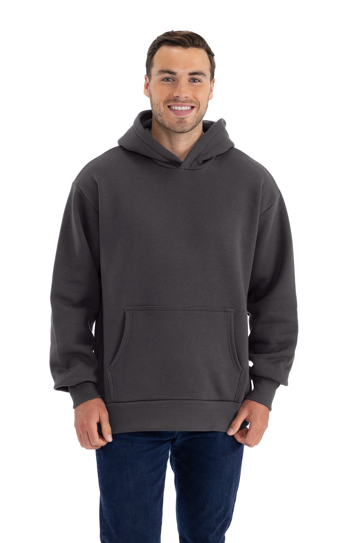 Front View of GrphBlack Next Level Apparel Heavyweight Hoodie NL9307