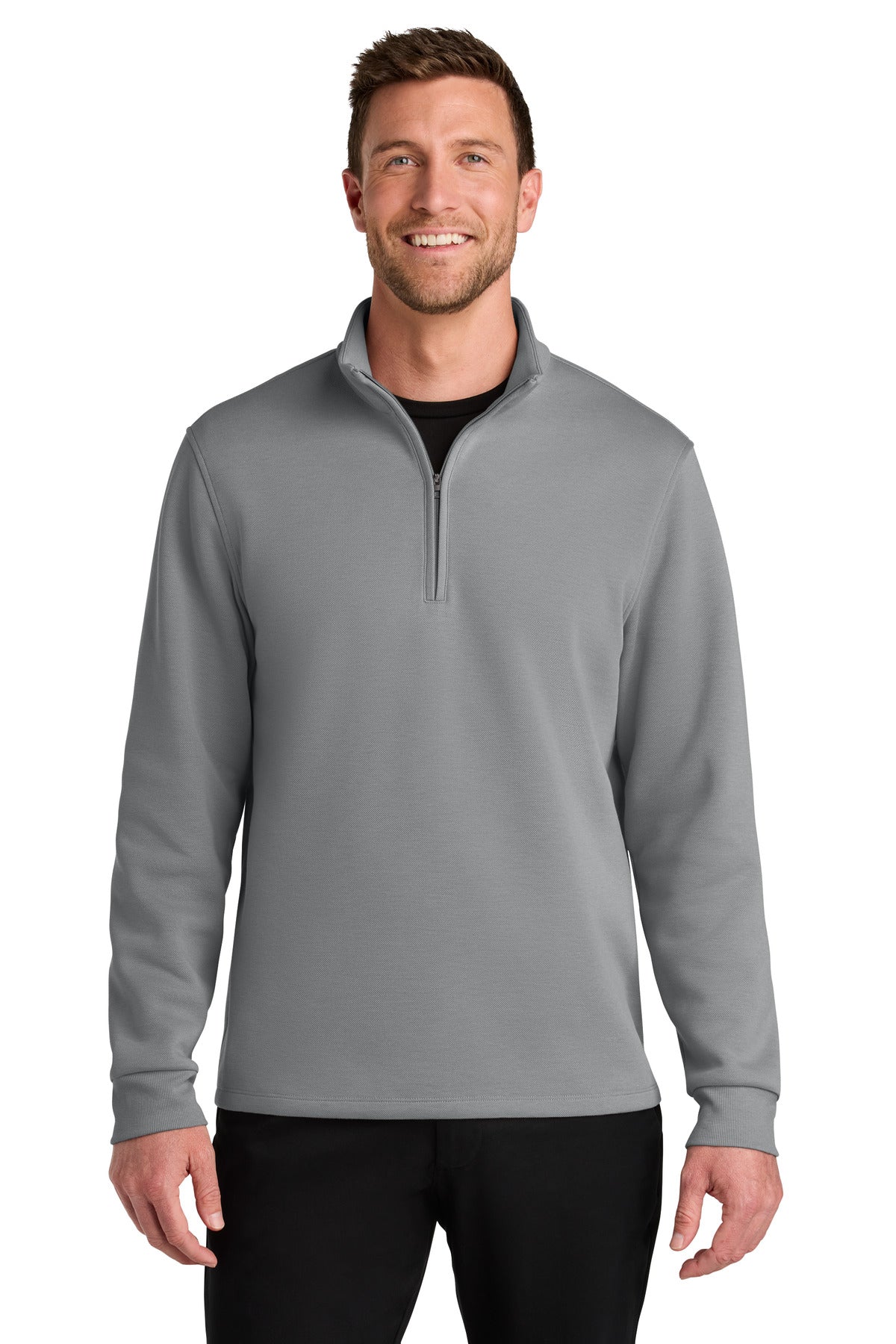 Front View of GustyGrey Port Authority Wearever Signature Double Pique 1/4-Zip K210