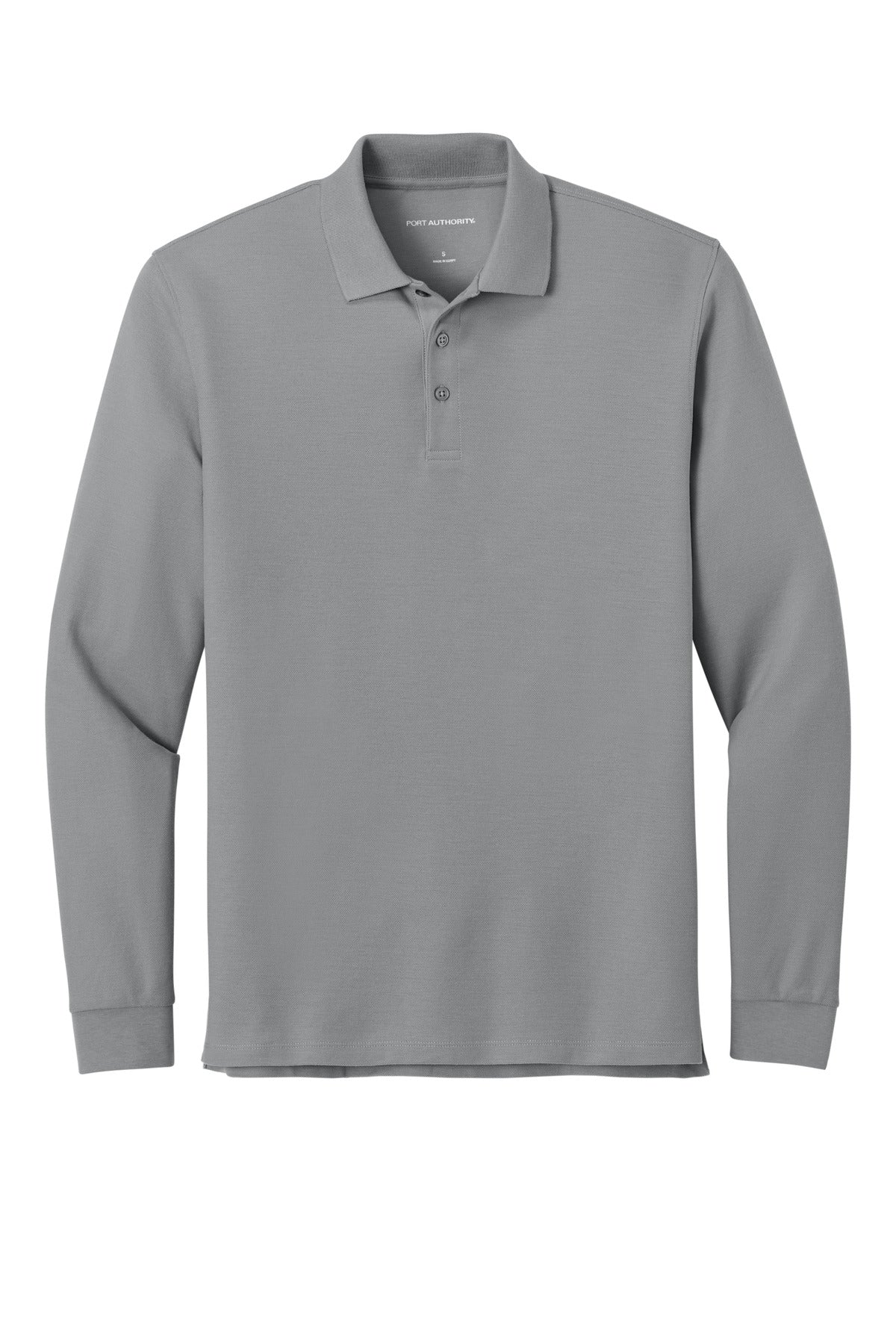 Front View of GustyGrey Port Authority Wearever Signature Pique Long Sleeve Polo K200LS