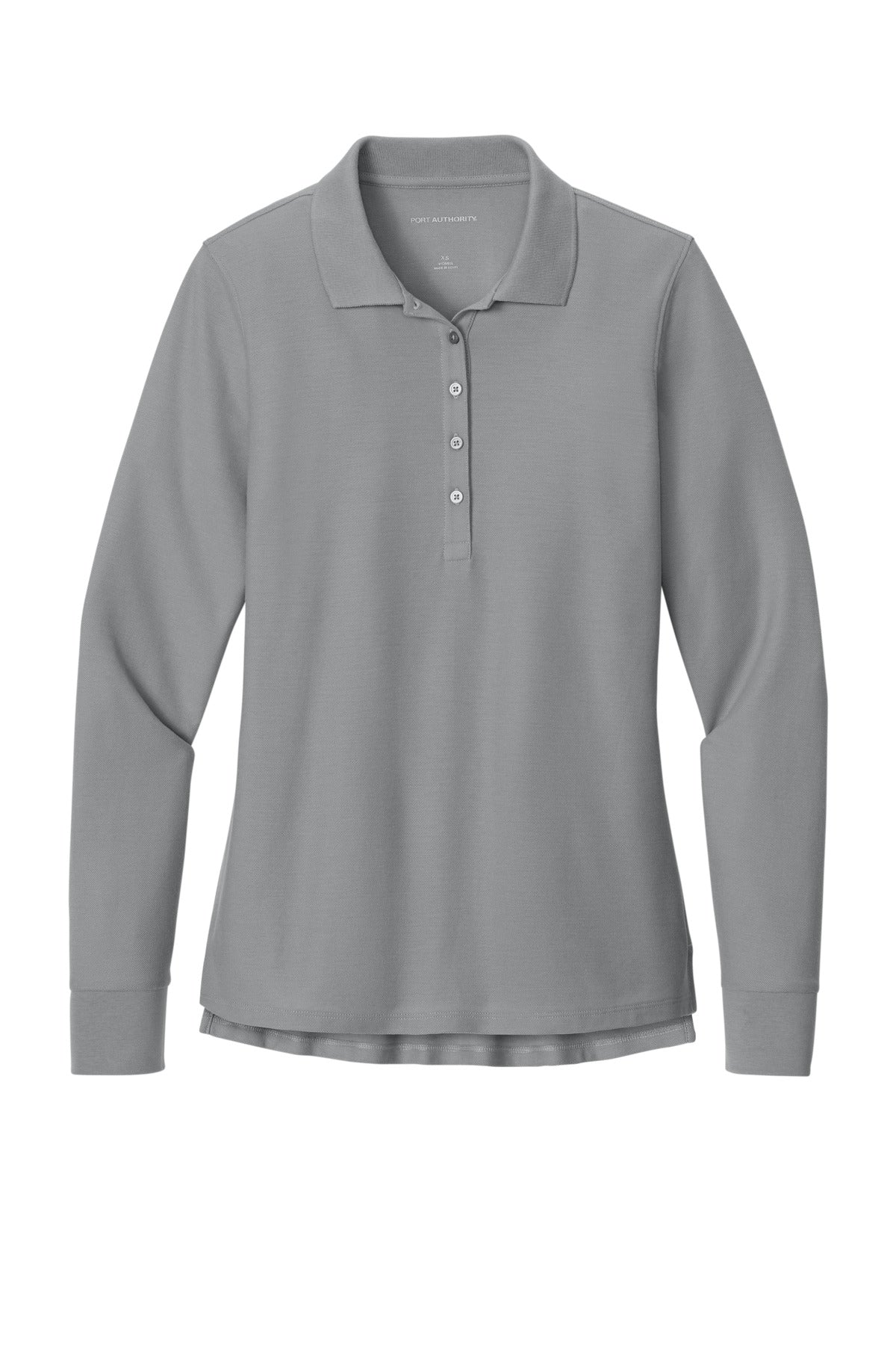 Front View of GustyGrey Port Authority Women's Wearever Signature Pique Long Sleeve Polo LK200LS