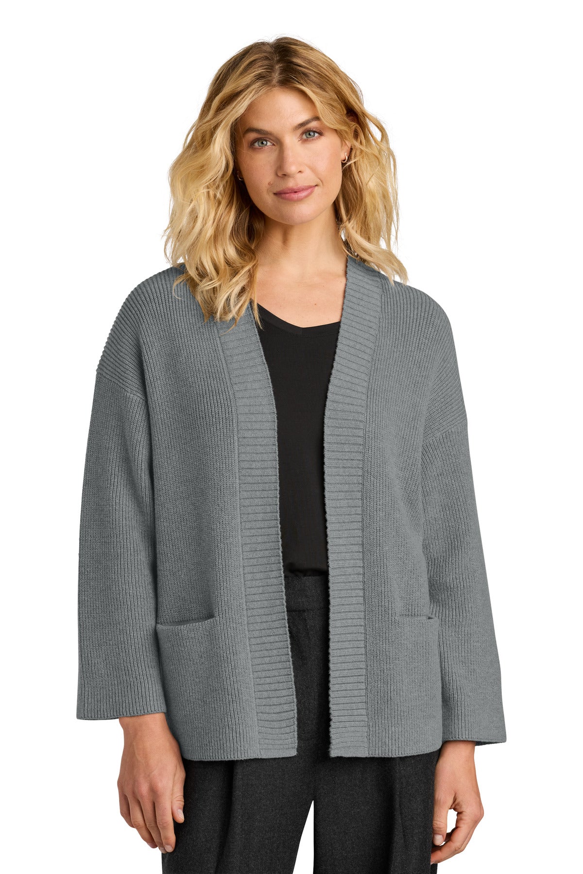 Front View of GustyGyHtr Mercer+Mettle Women's Open Cardi MM3021