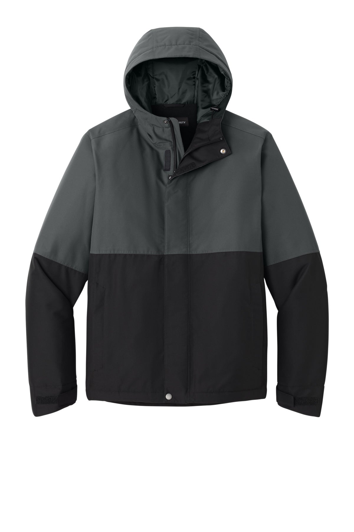 Front View of GySt/DpBlk Port Authority Insulated Heavy Ripstop Jacket J721