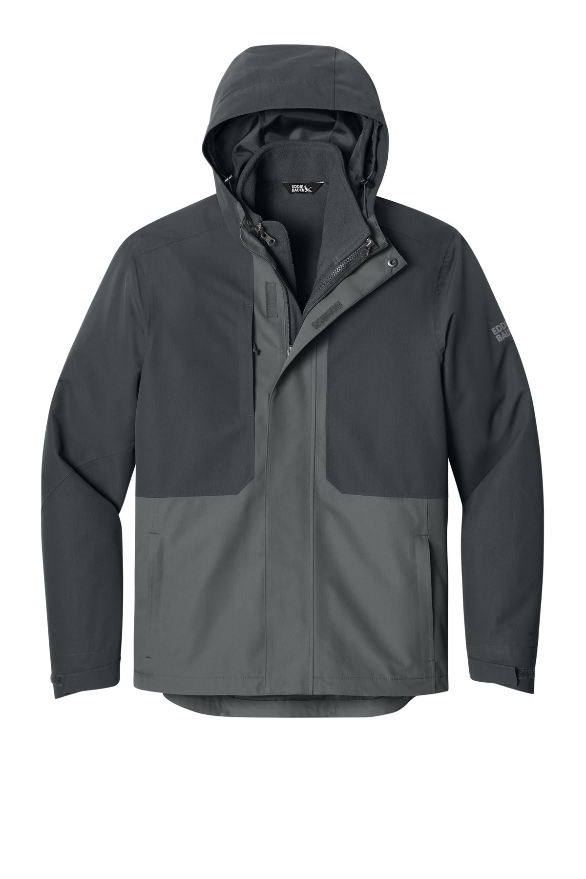 Front View of GySt/MetGy Eddie Bauer WeatherEdge Ridge 3-in-1 Jacket EB658