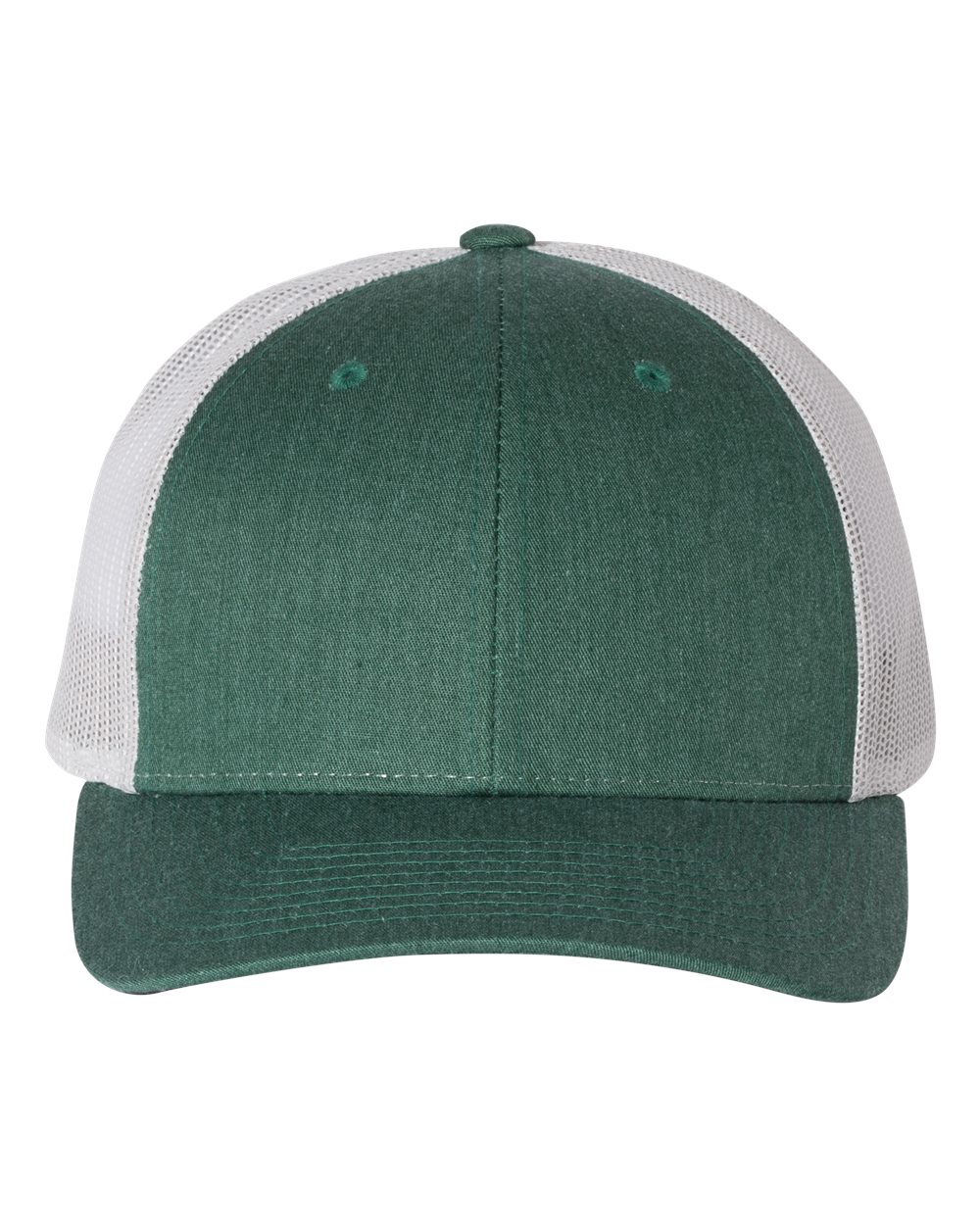 Front View of Heather Dark Green/ Silver Low Pro Trucker Cap - 115
