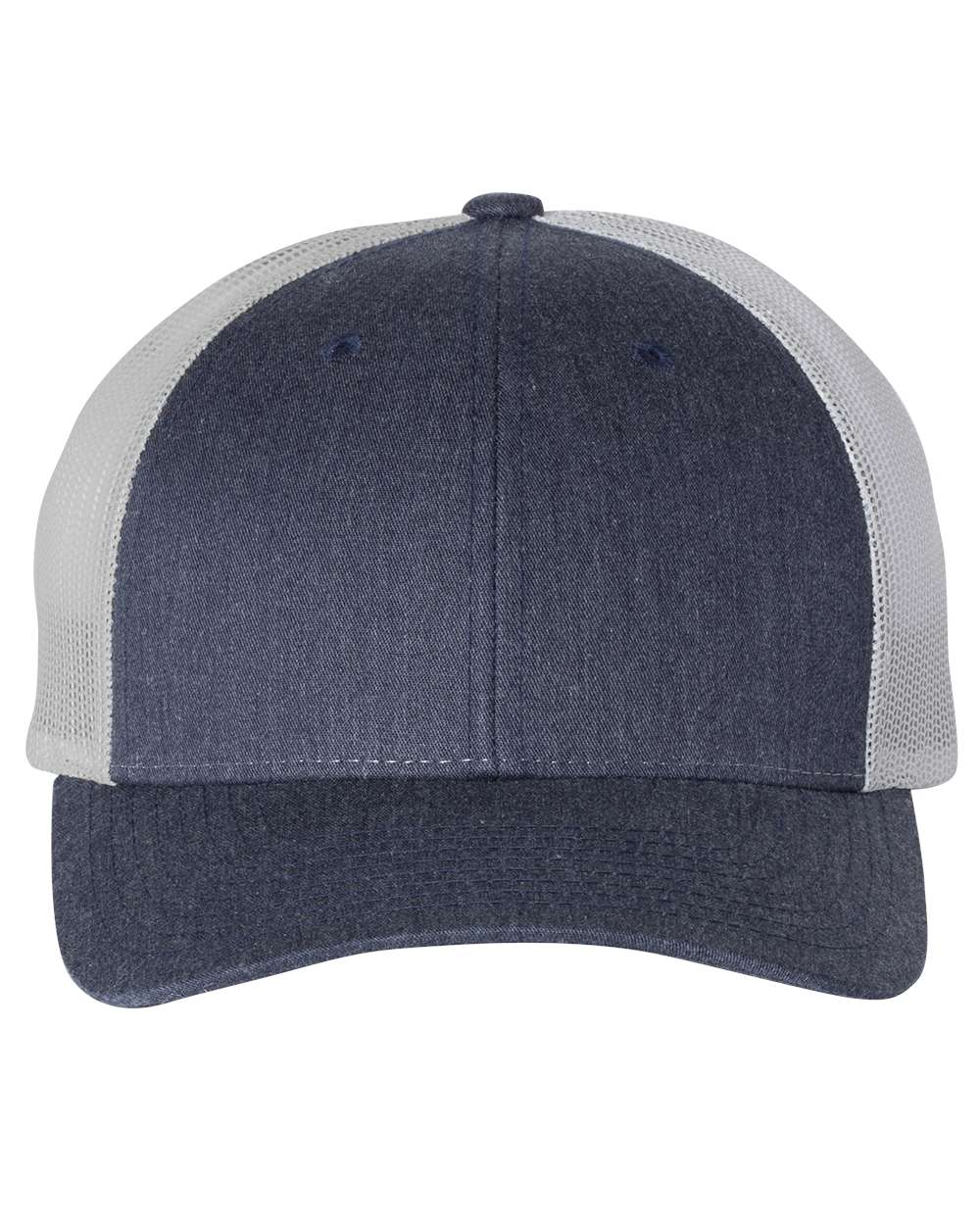 Front View of Heather Navy/ Light Grey Low Pro Trucker Cap - 115