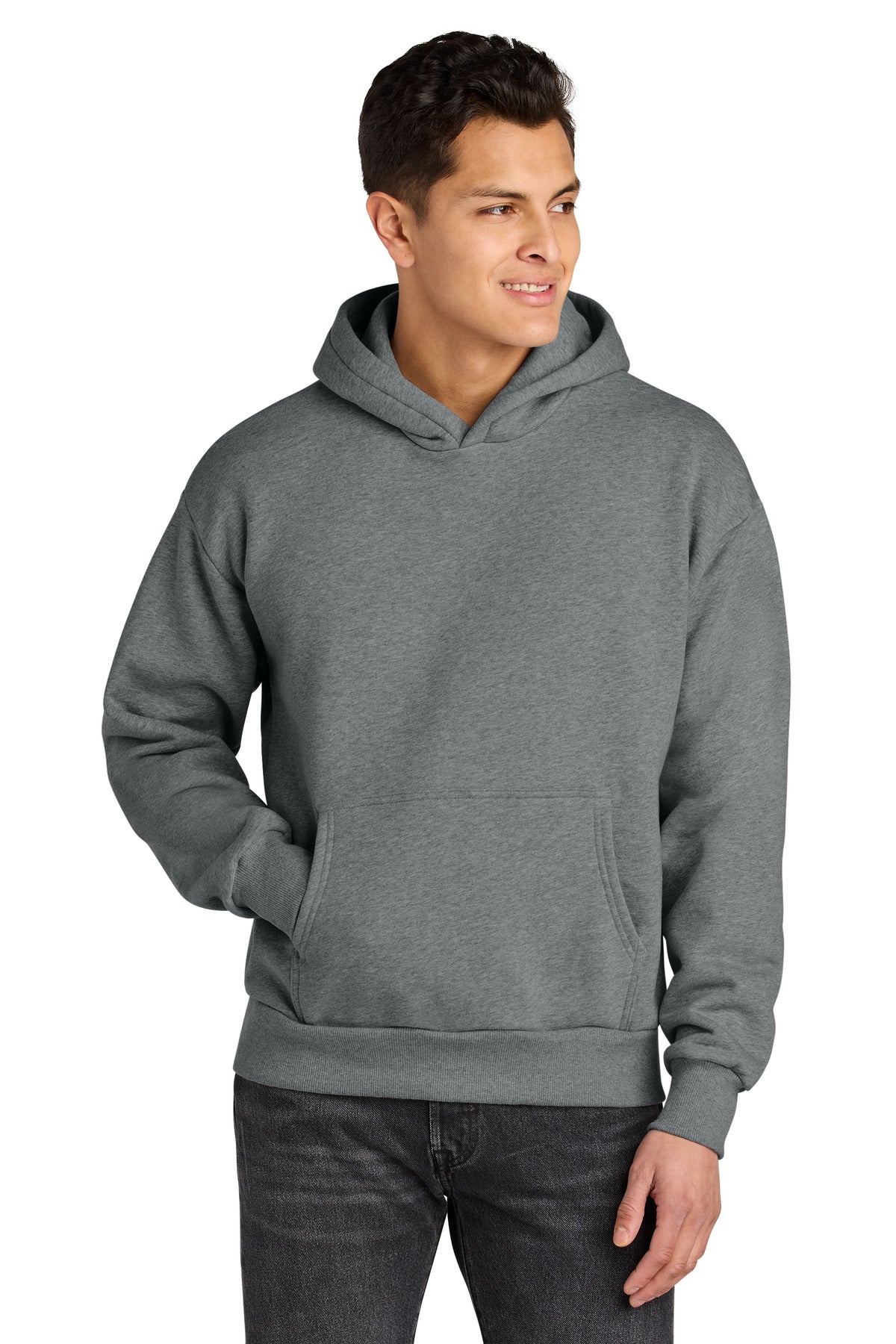Front View of HthrGray Next Level Apparel Heavyweight Hoodie NL9307