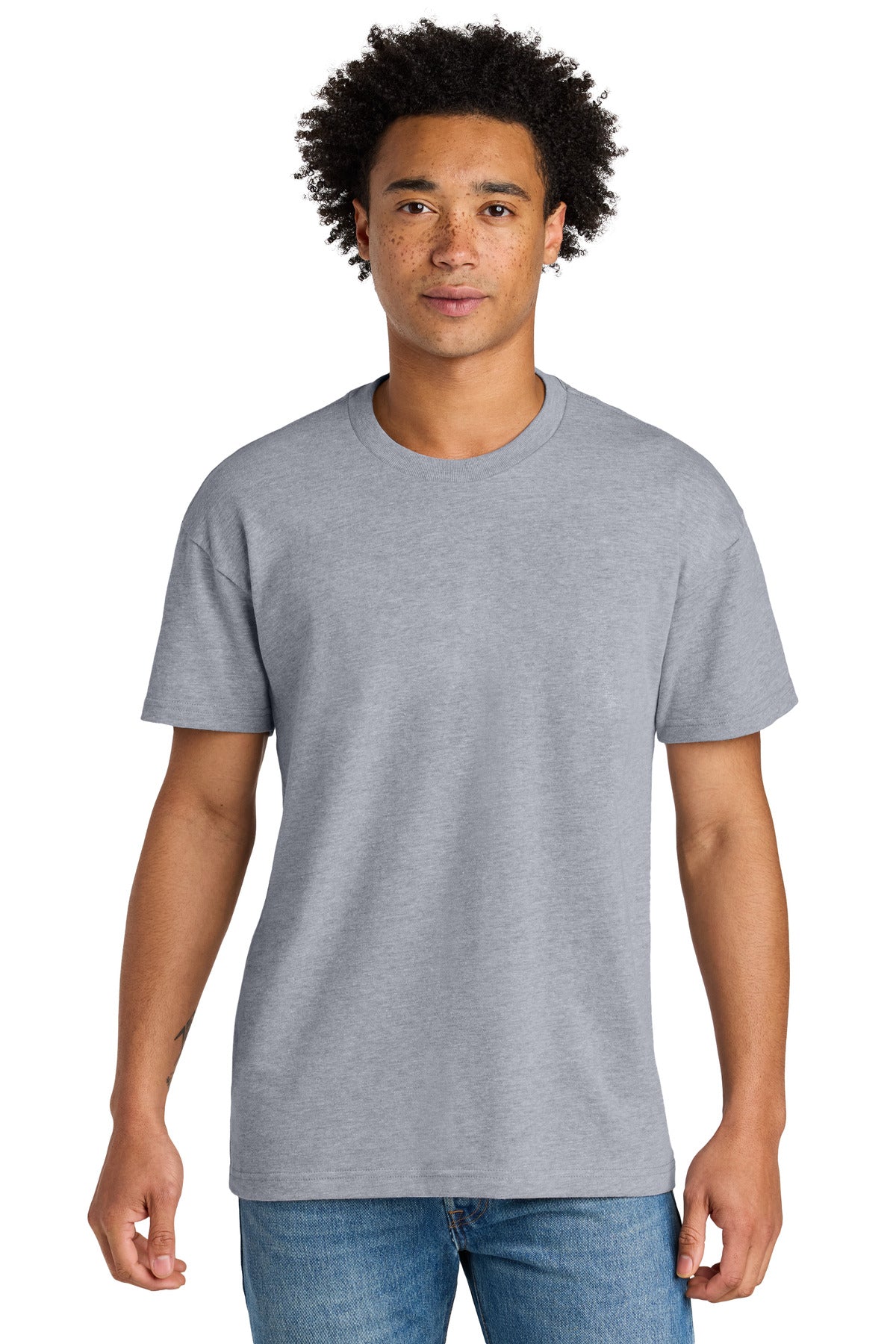 Front View of HthrGray Next Level Apparel Heavyweight Tee NL7200