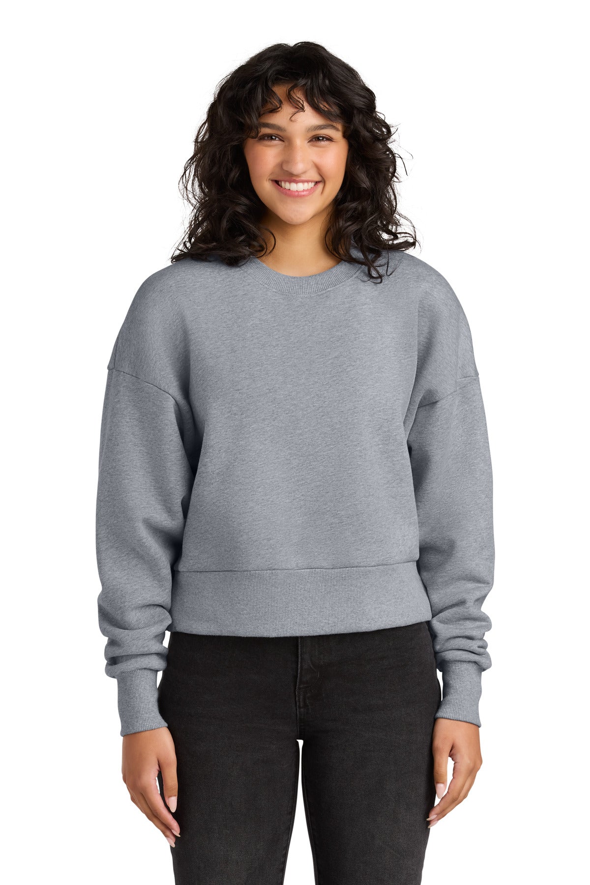 Front View of HthrGray Next Level Apparel Women's Heavyweight Sweatshirt NL9087