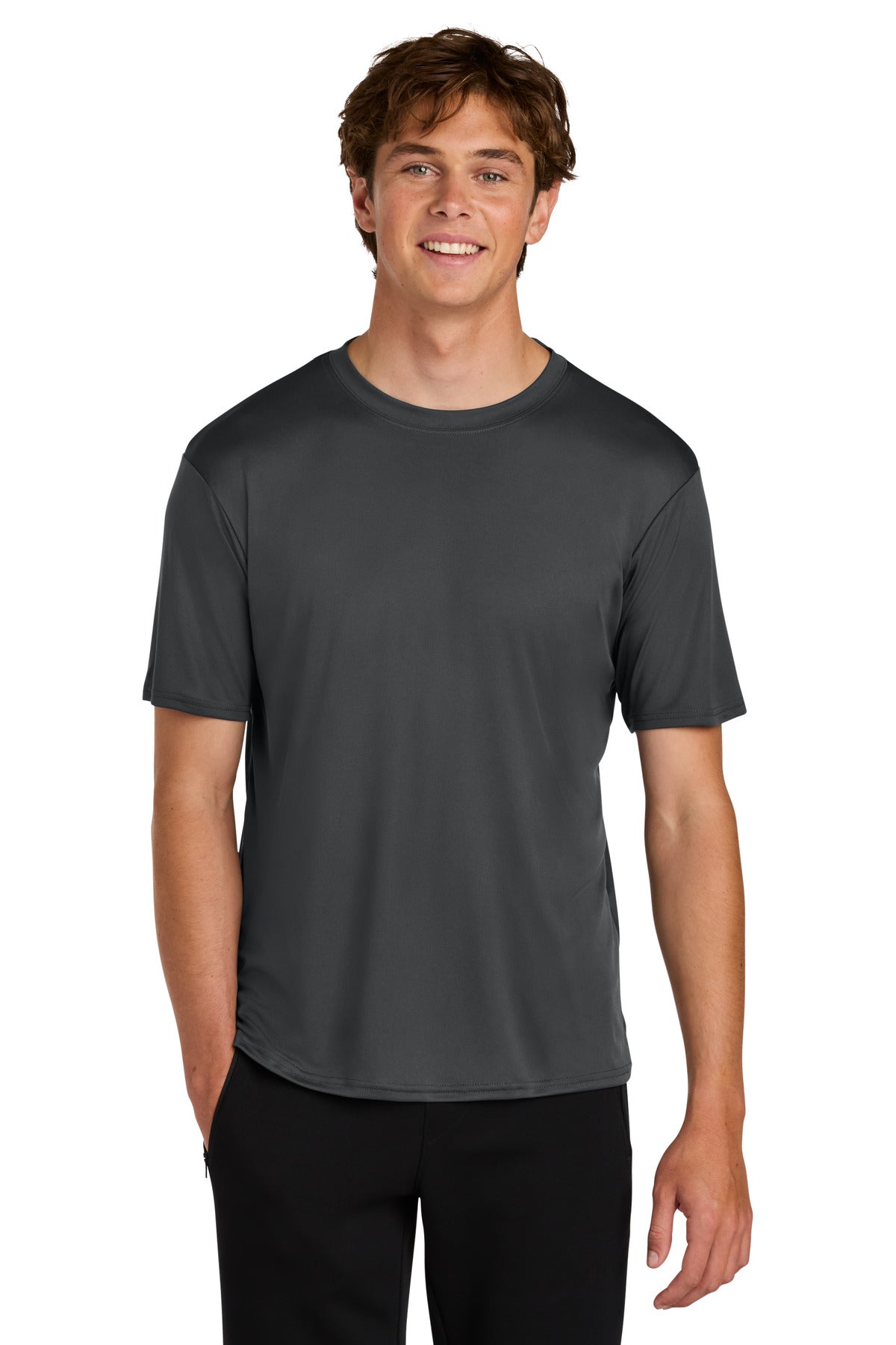 Front View of IronGrey Port & Co PosiPrint Performance Tee PC380DTG