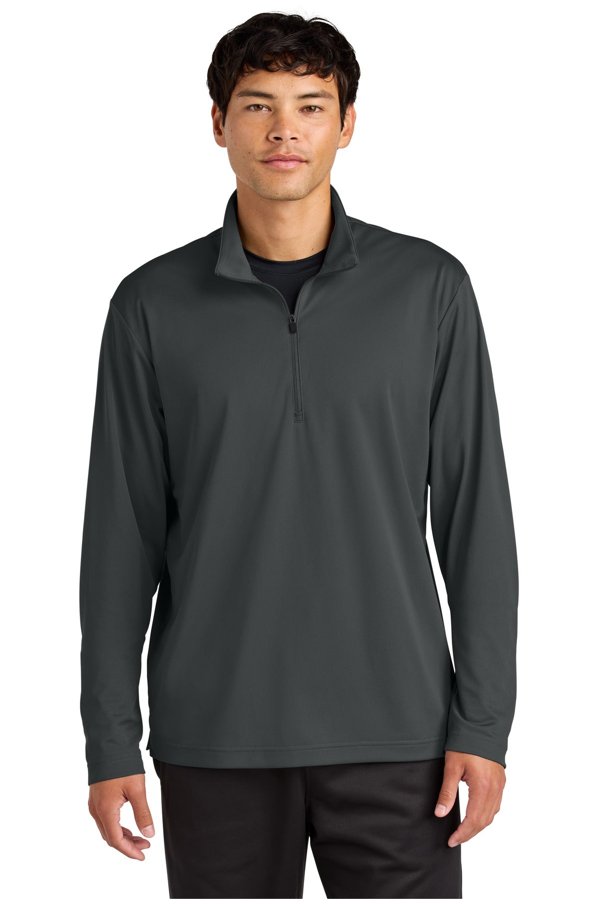 Front View of IronGrey Sport-Tek Micropique Sport-Wick 1/4-Zip ST672