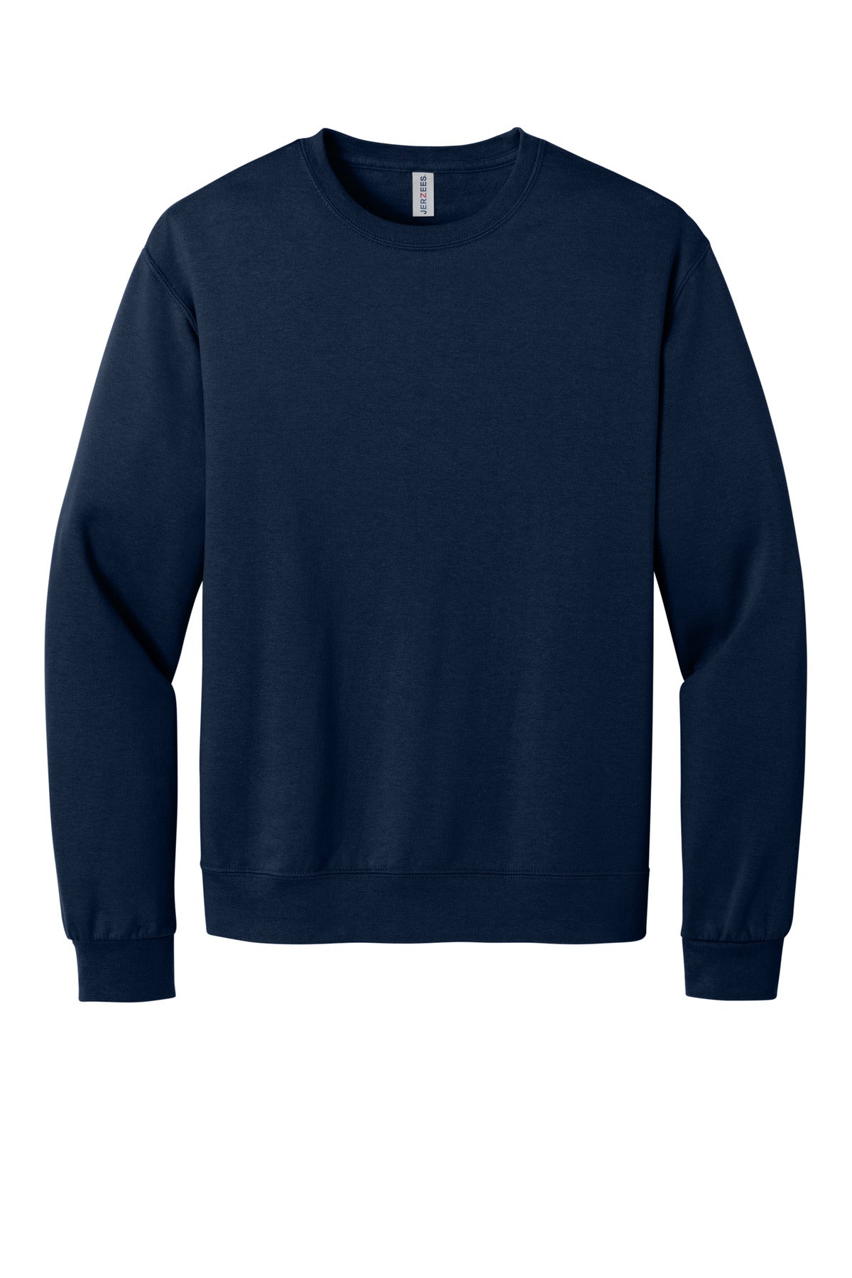 Front View of JNavy Jerzees Ultimate Unisex CVC Ring Spun Crewneck Sweatshirt IC48M