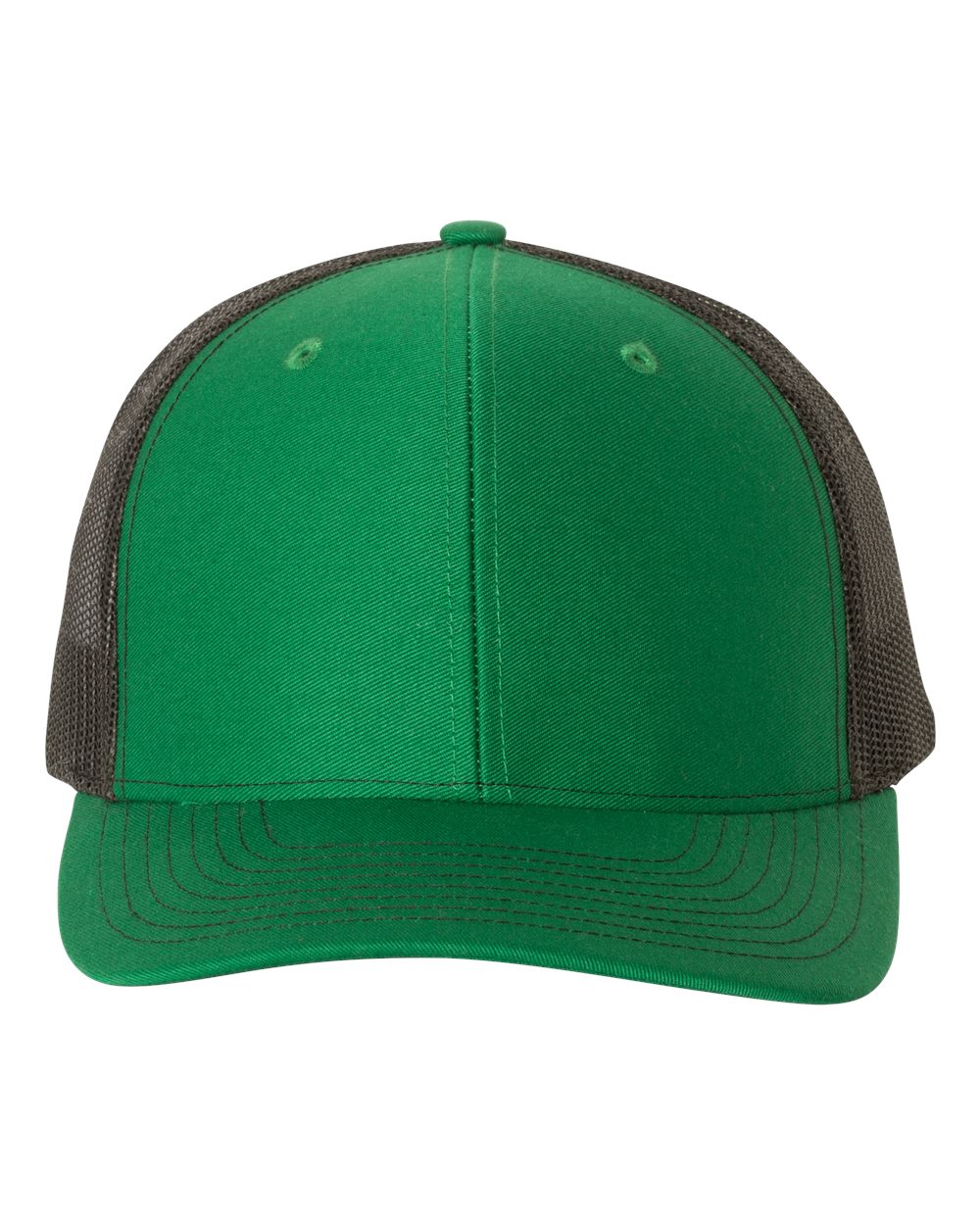 Front View of Kelly/ Black Snapback Trucker Cap - 112