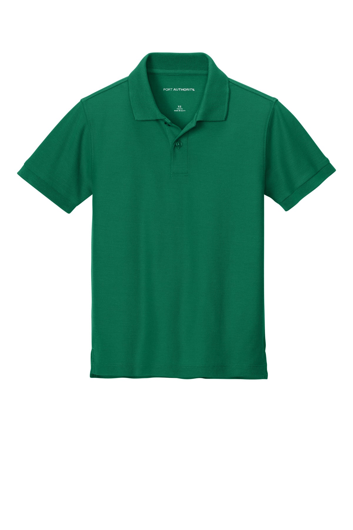Front View of KellyGreen Port Authority Youth Wearever Signature Pique Polo Y200