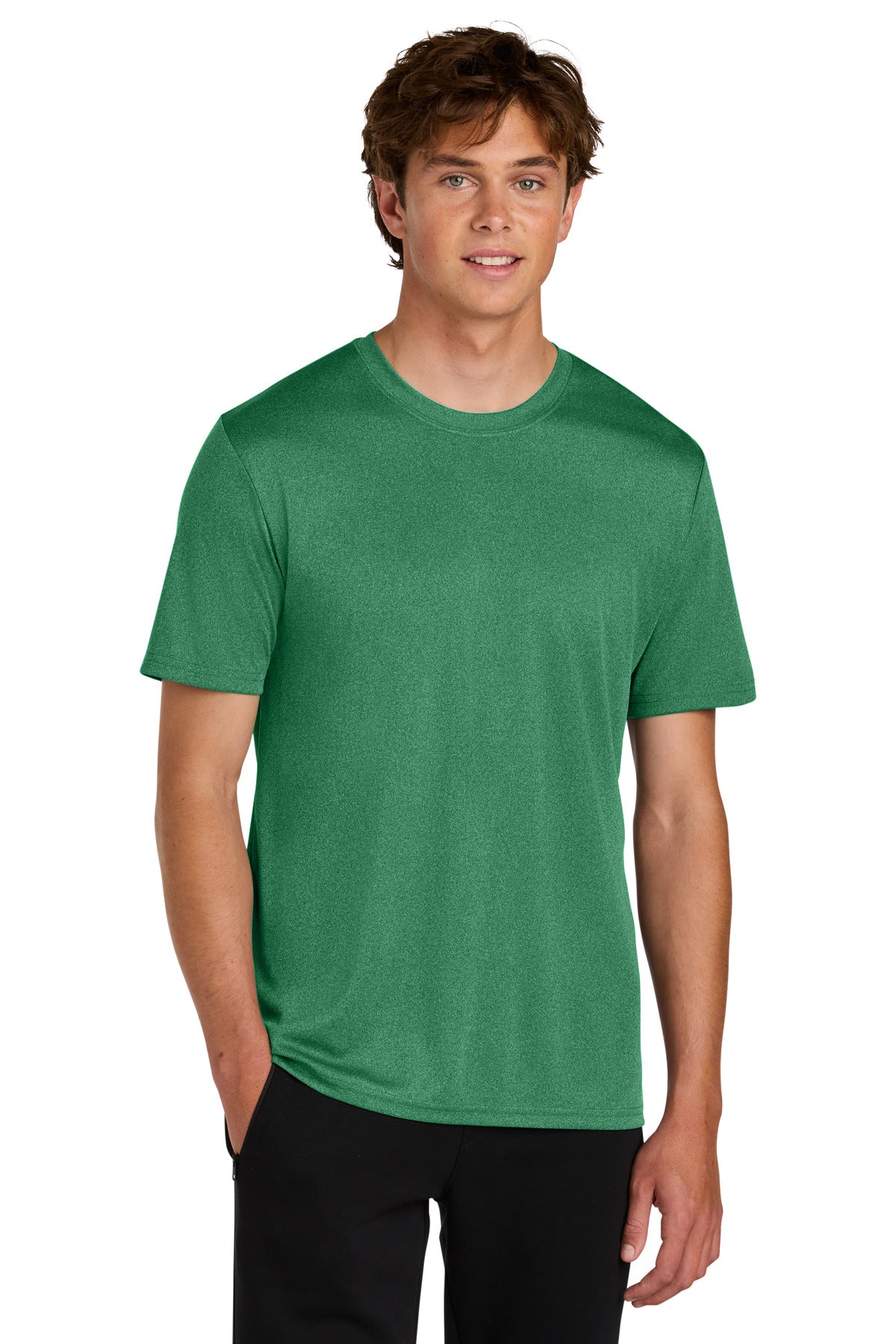 Front View of KellyHthr Port & Co Heather Performance Tee PC390