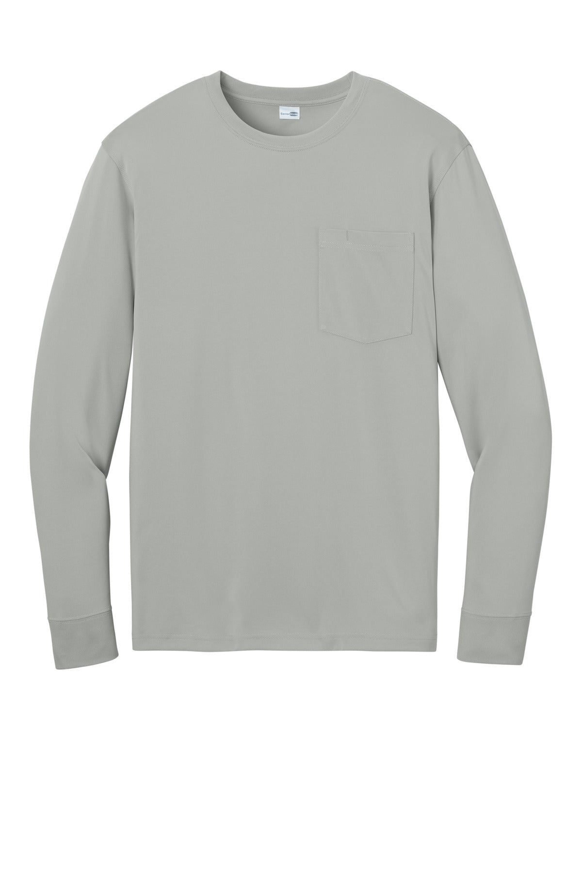 Front View of LightGrey CornerStone Workwear Pro Long Sleeve Pocket Tee CS440LSP