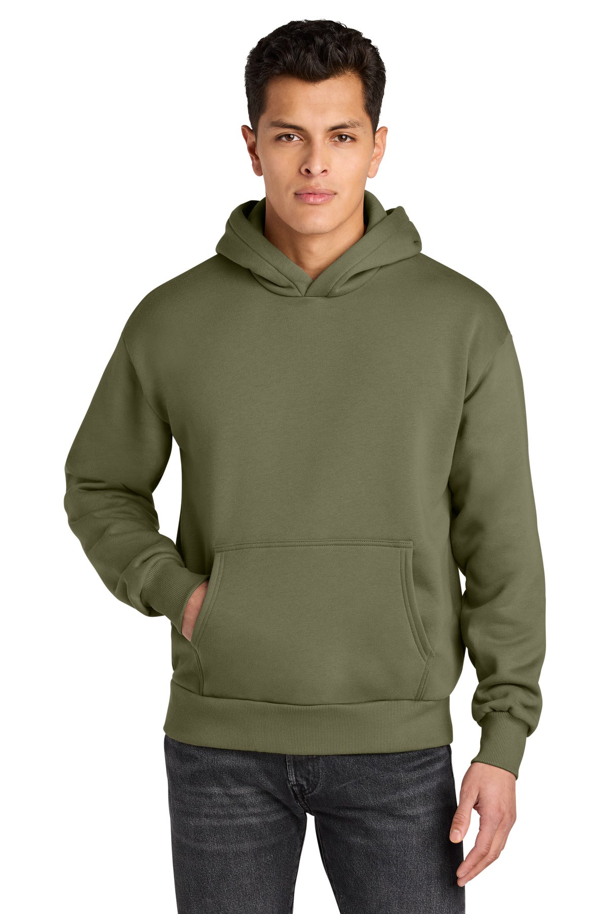 Front View of LightOlive Next Level Apparel Heavyweight Hoodie NL9307