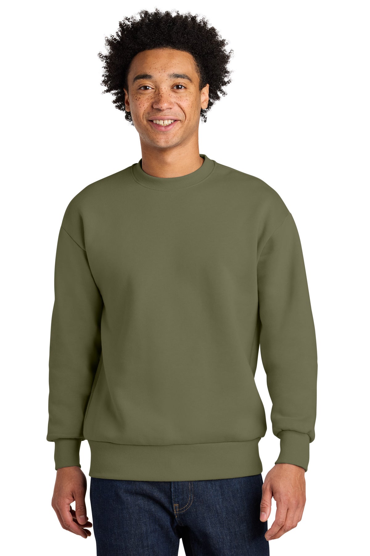 Front View of LightOlive Next Level Apparel Heavyweight Sweatshirt NL9007