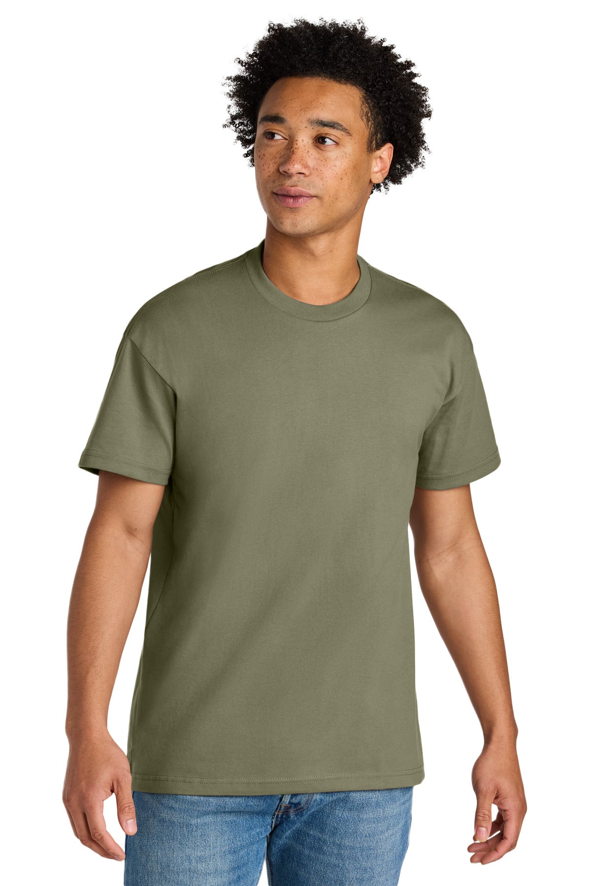 Front View of LightOlive Next Level Apparel Heavyweight Tee NL7200