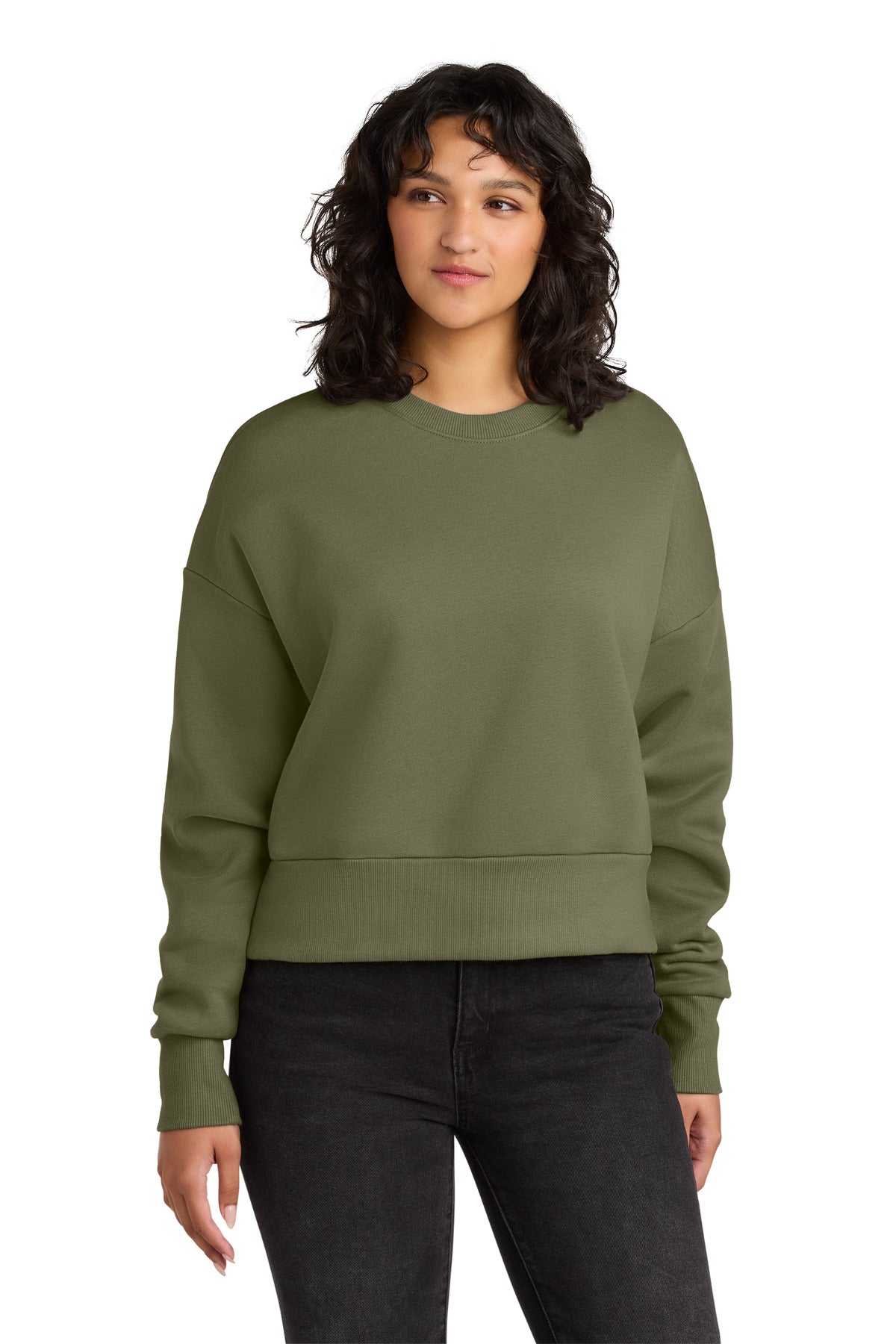 Front View of LightOlive Next Level Apparel Women's Heavyweight Sweatshirt NL9087