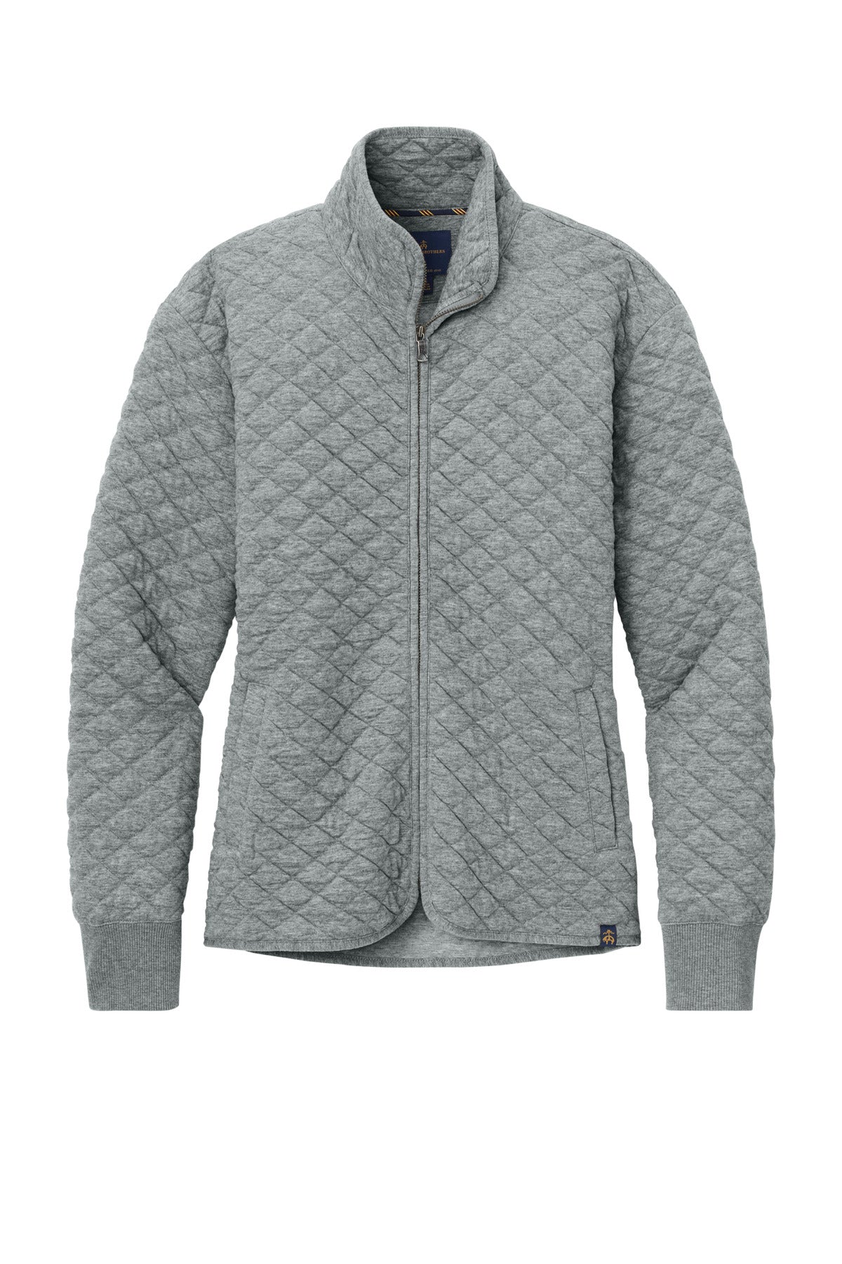 Front View of LtShdGyHtr Brooks Brothers Women's Diamond Quilt Full-Zip BB18213