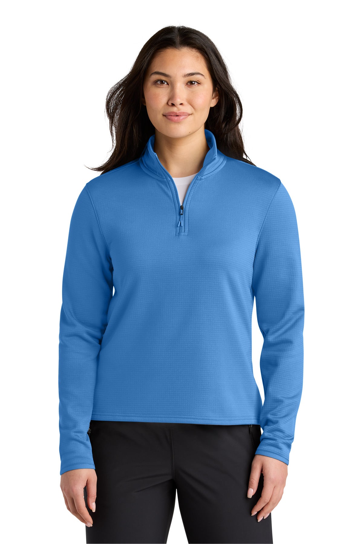 Front View of MarinaBlue The North Face Women's Aim 1/4-Zip Fleece NF0A8FQK
