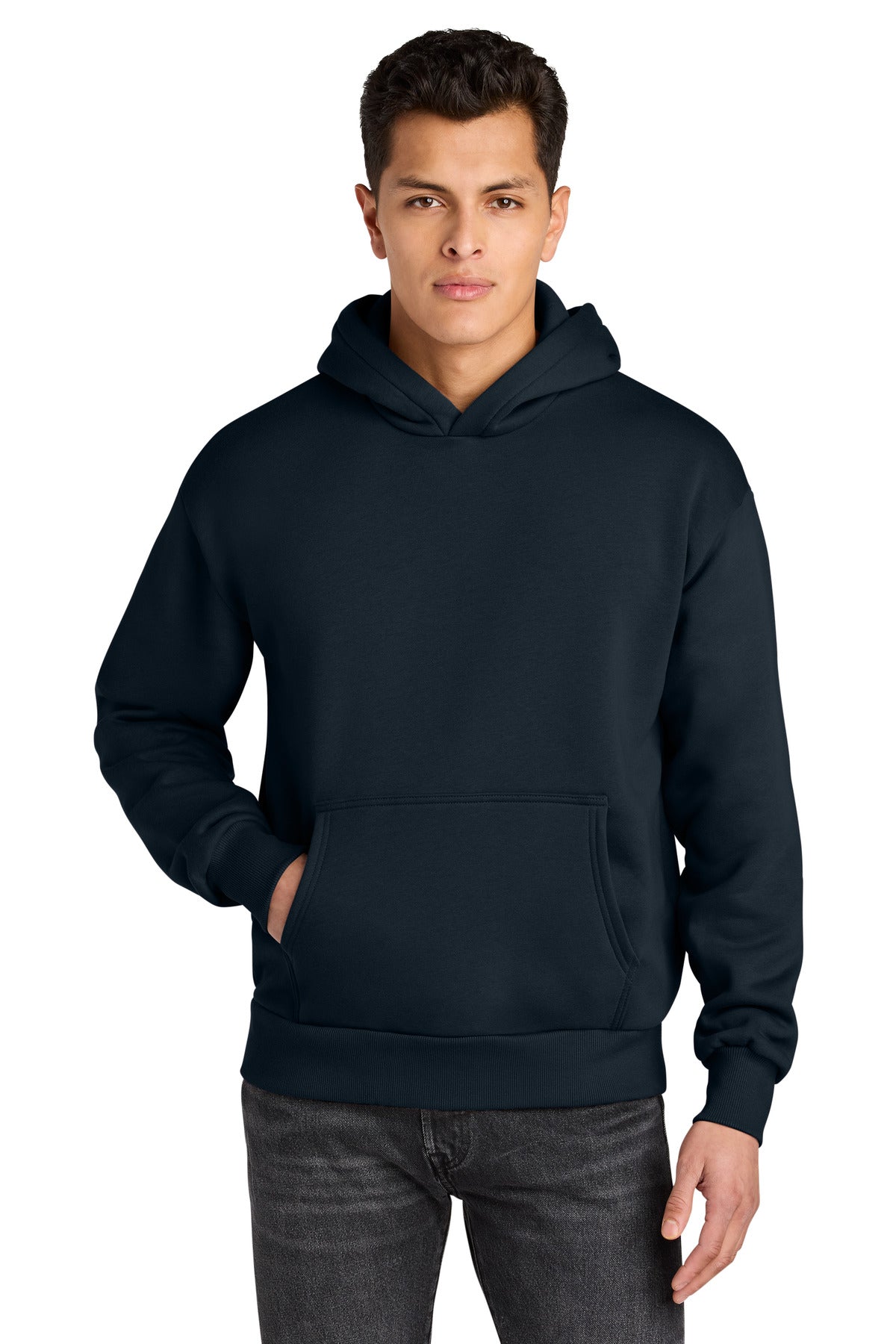 Front View of MdntNavy Next Level Apparel Heavyweight Hoodie NL9307