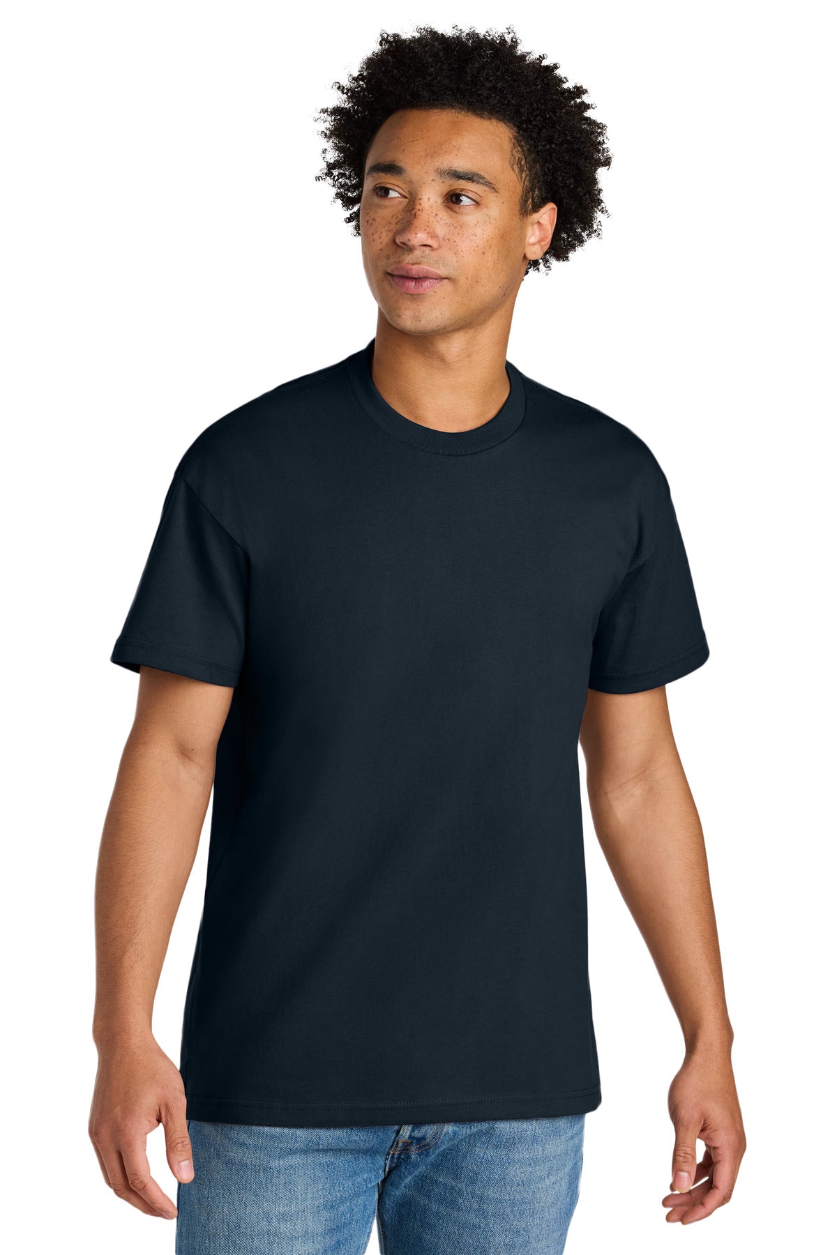 Front View of MdntNavy Next Level Apparel Heavyweight Tee NL7200