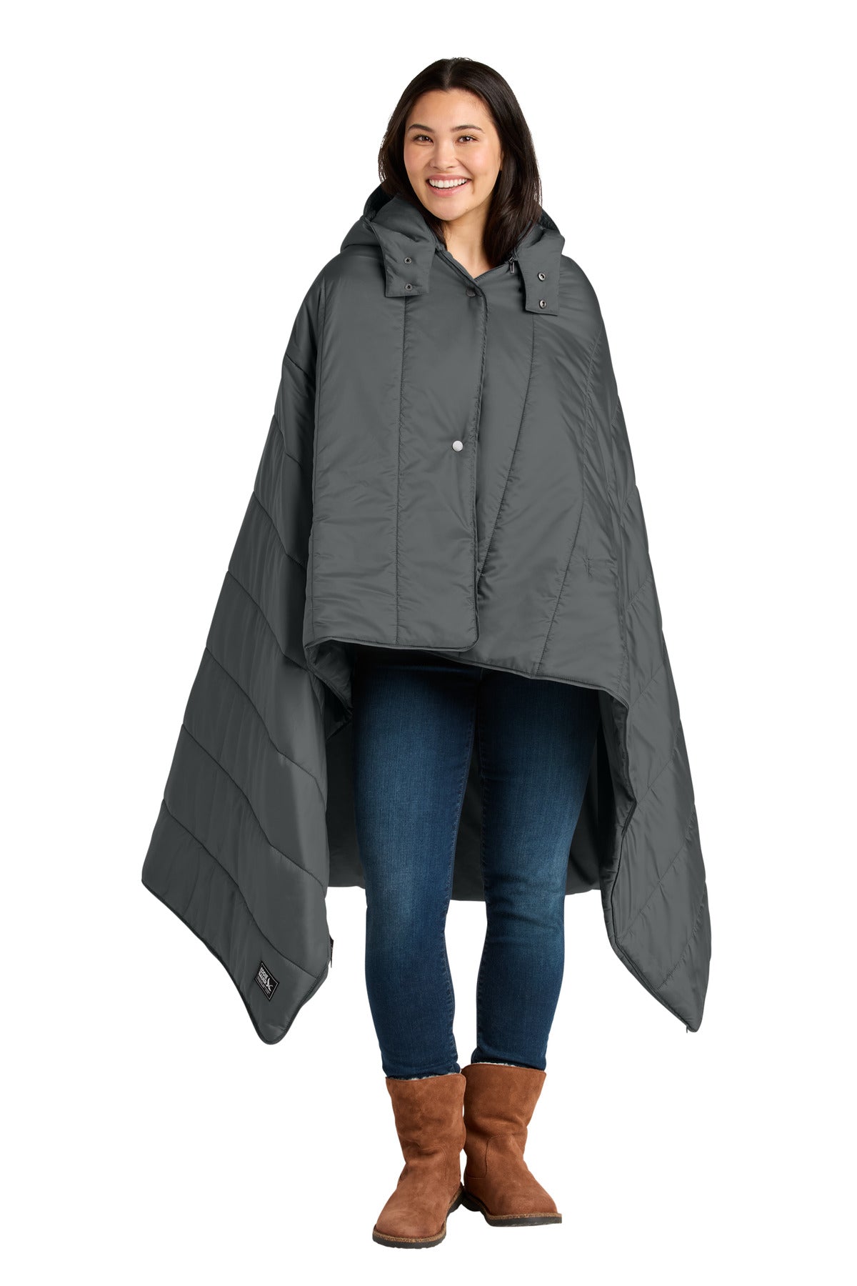 Front View of MetalGrey Eddie Bauer Puffy Camp Poncho EB755