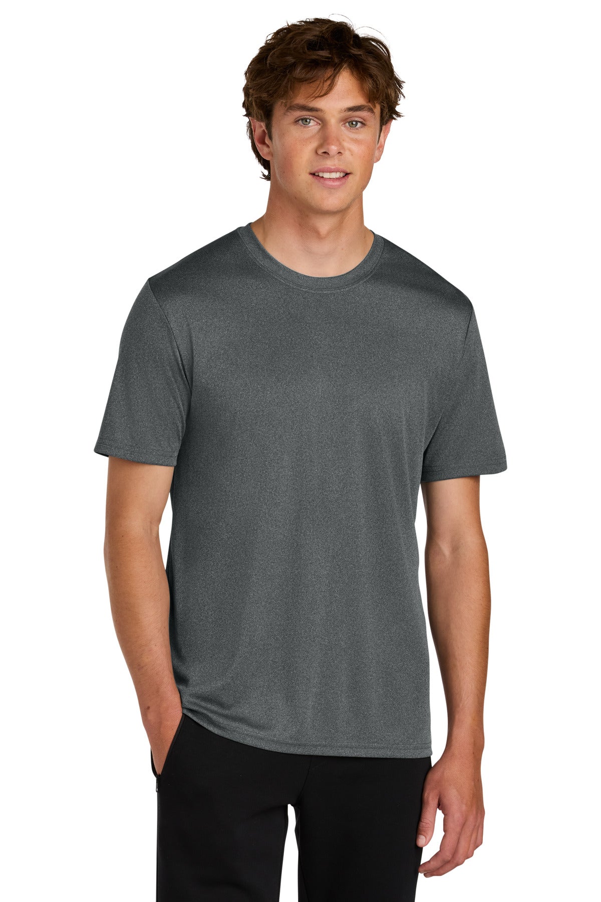 Front View of MetalGryHt Port & Co Heather Performance Tee PC390