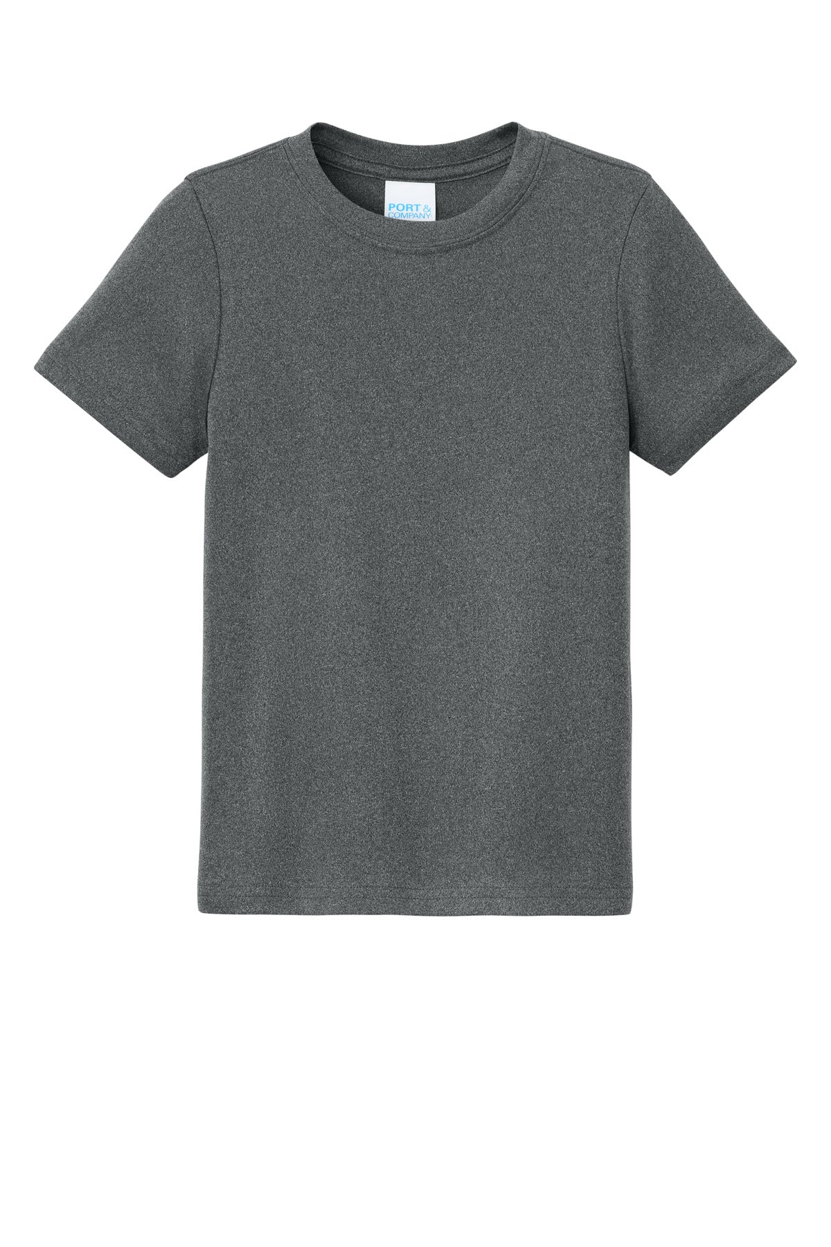 Front View of MetalGryHt Port & Co Youth Heather Performance Tee PC390Y